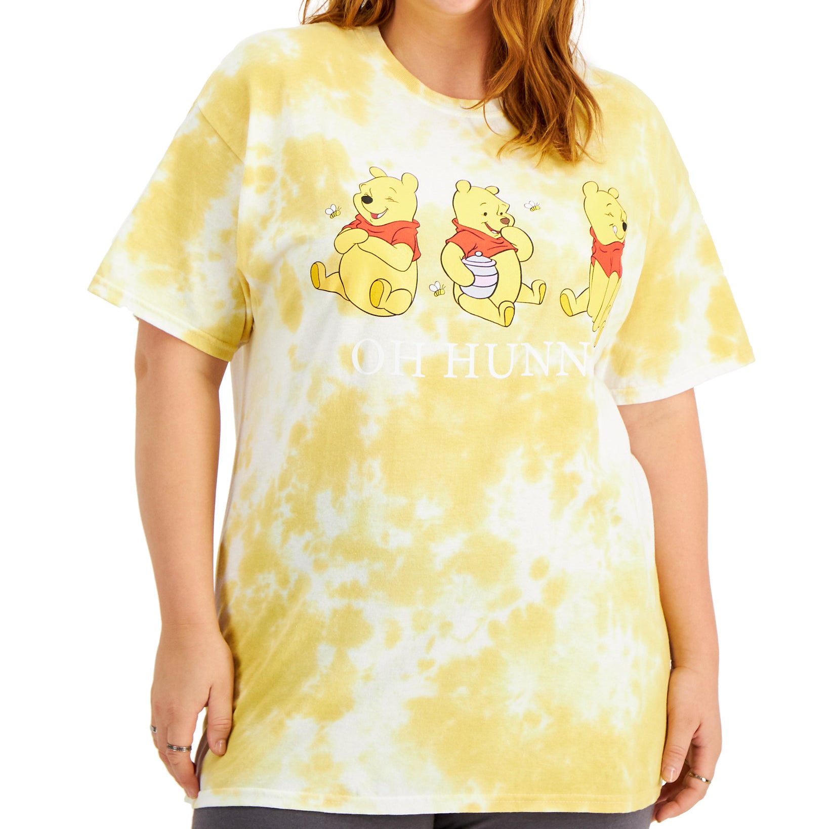 Love Tribe Women Plus Trendy Tie Dyed Cotton Graphic Print T Shirt Honey Gold Cloud Wash