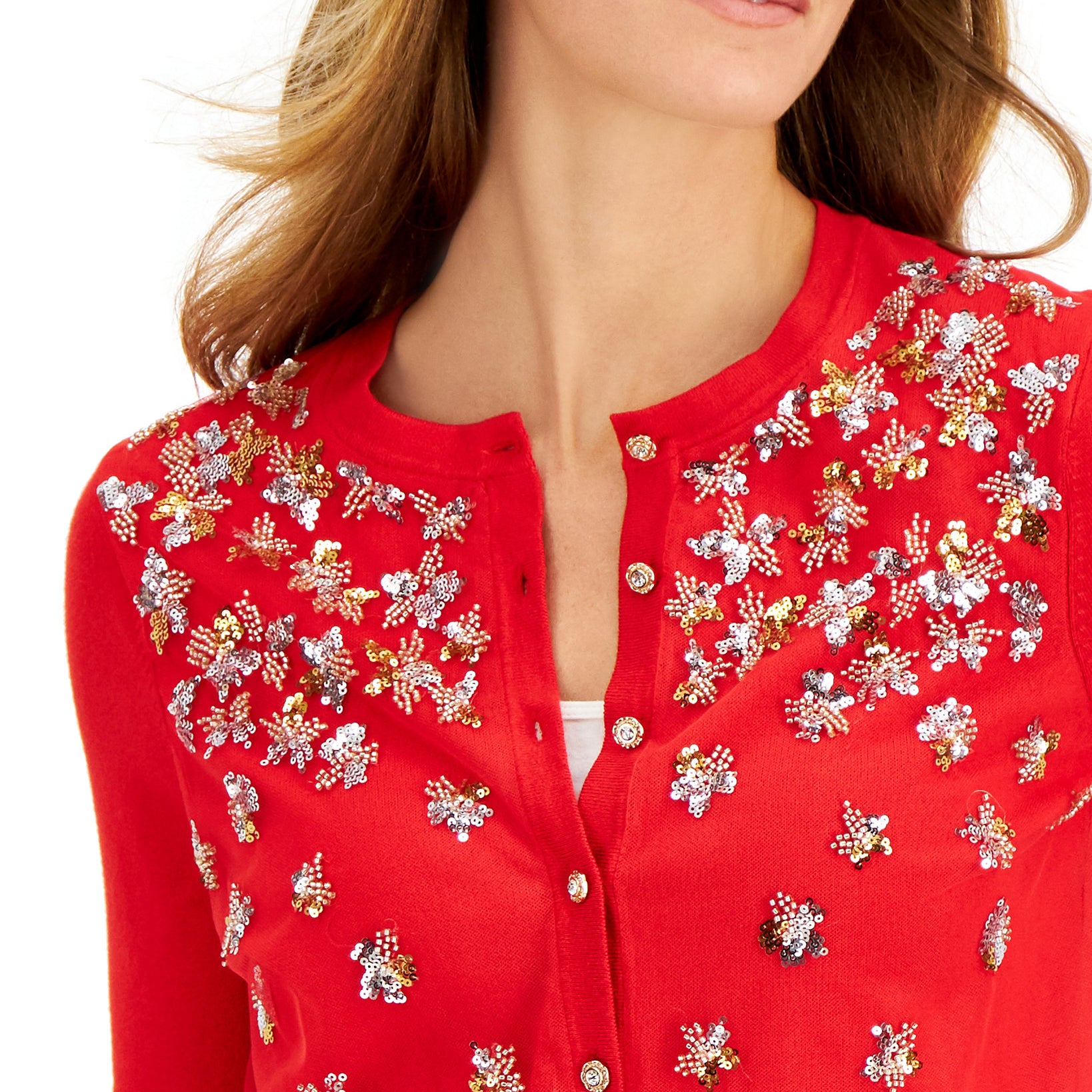 Charter Club Women Sequined Cardigan