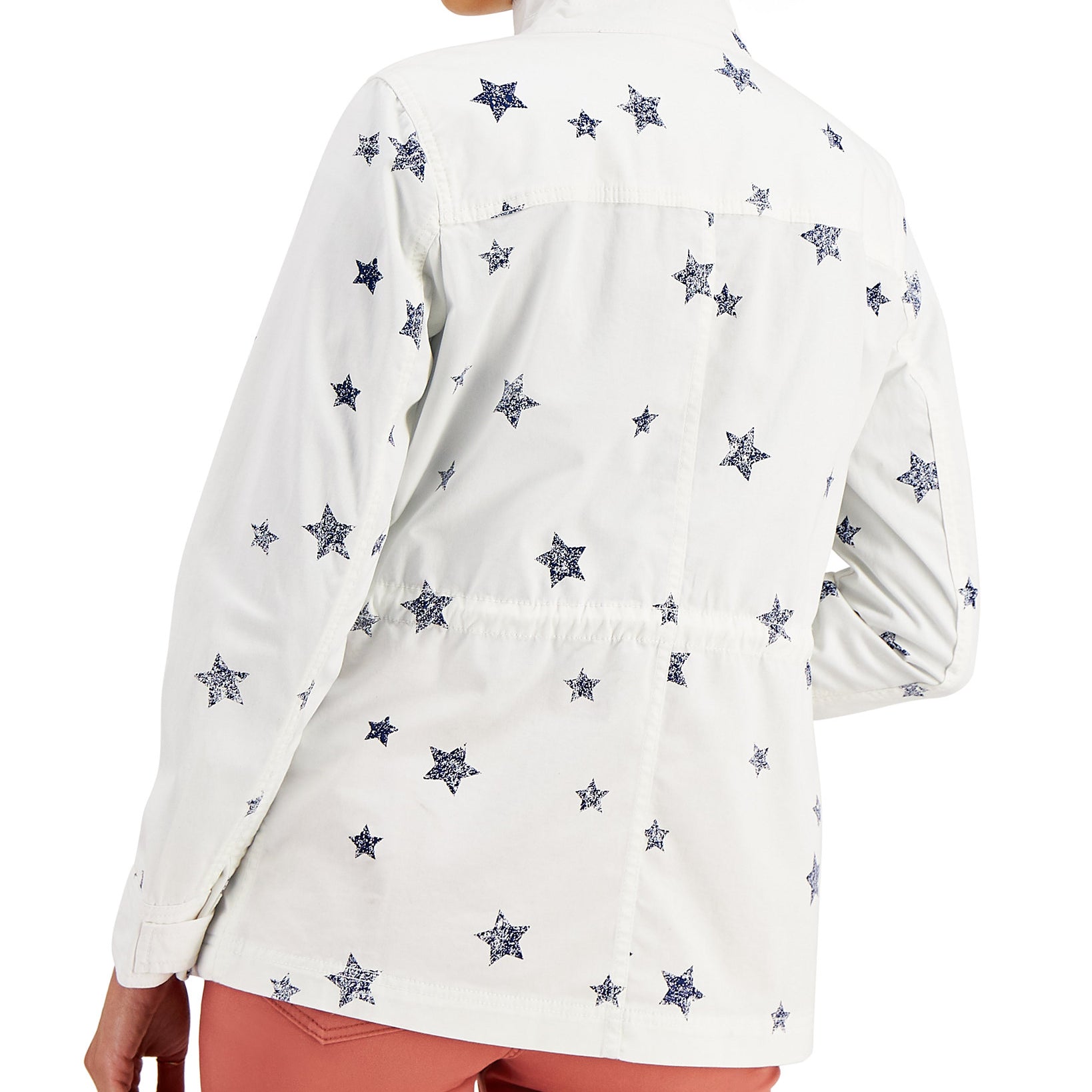 Style & Co Women Printed Twill Zip Front Jacket
