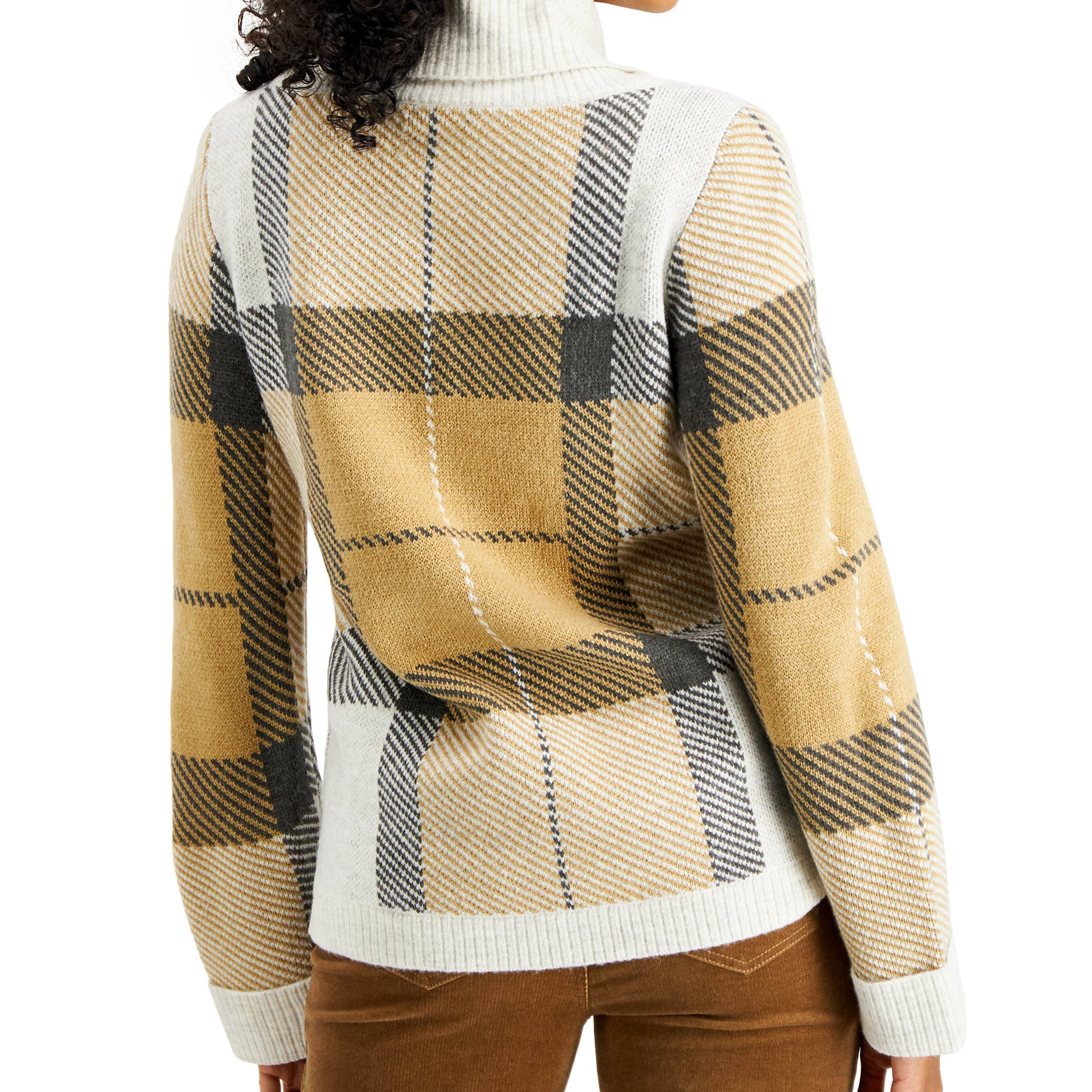 Charter Club Women Plaid Cowlneck Sweater