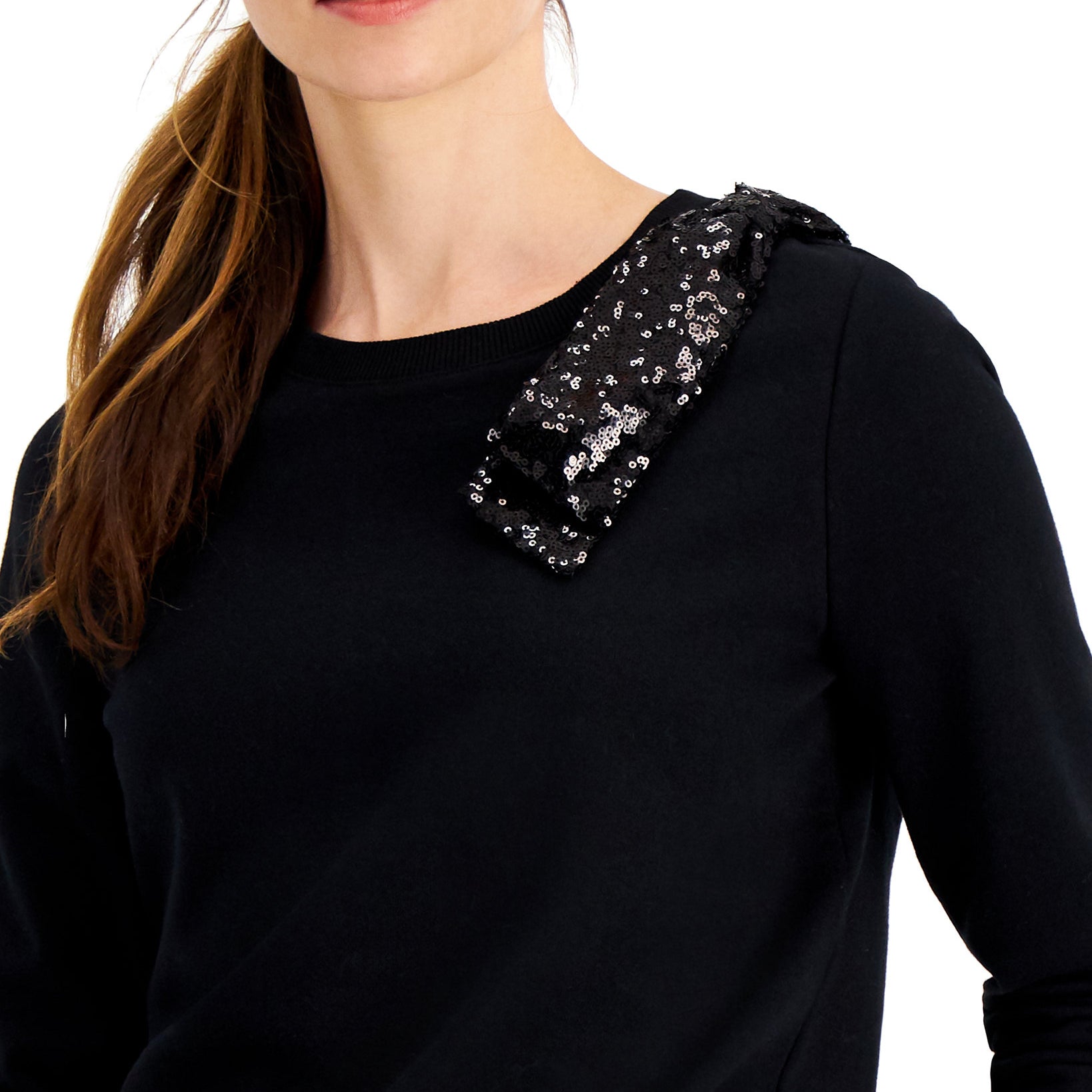 Charter-Club-Women-Sequined-Bow-Long-Sleeve-Top