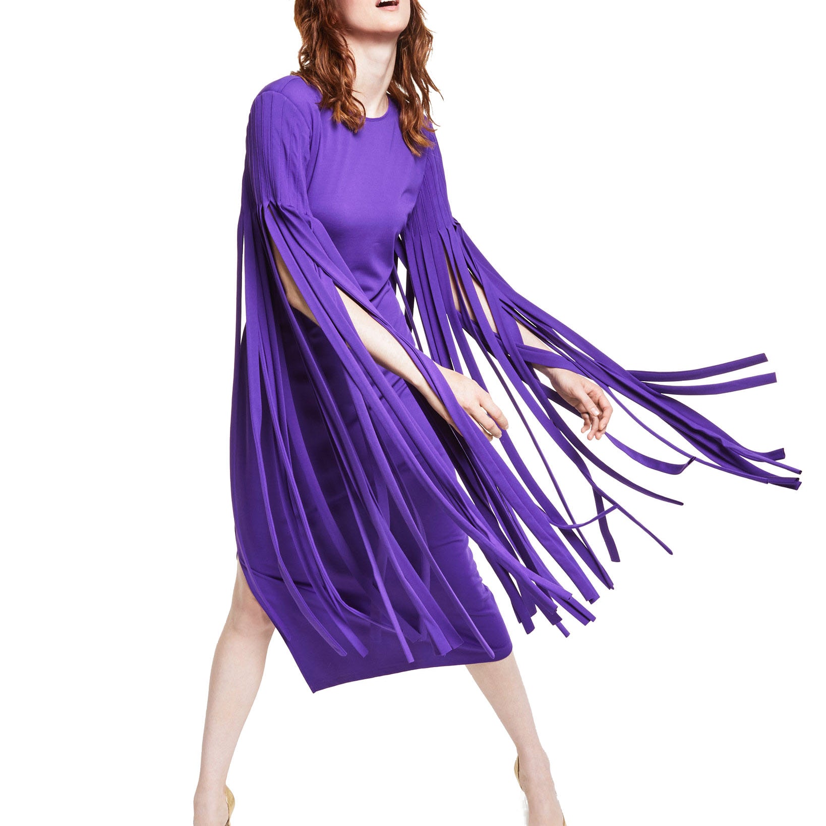INC International Concepts Women Petite Ponté Knit Fringed Dress Purple Deluxe