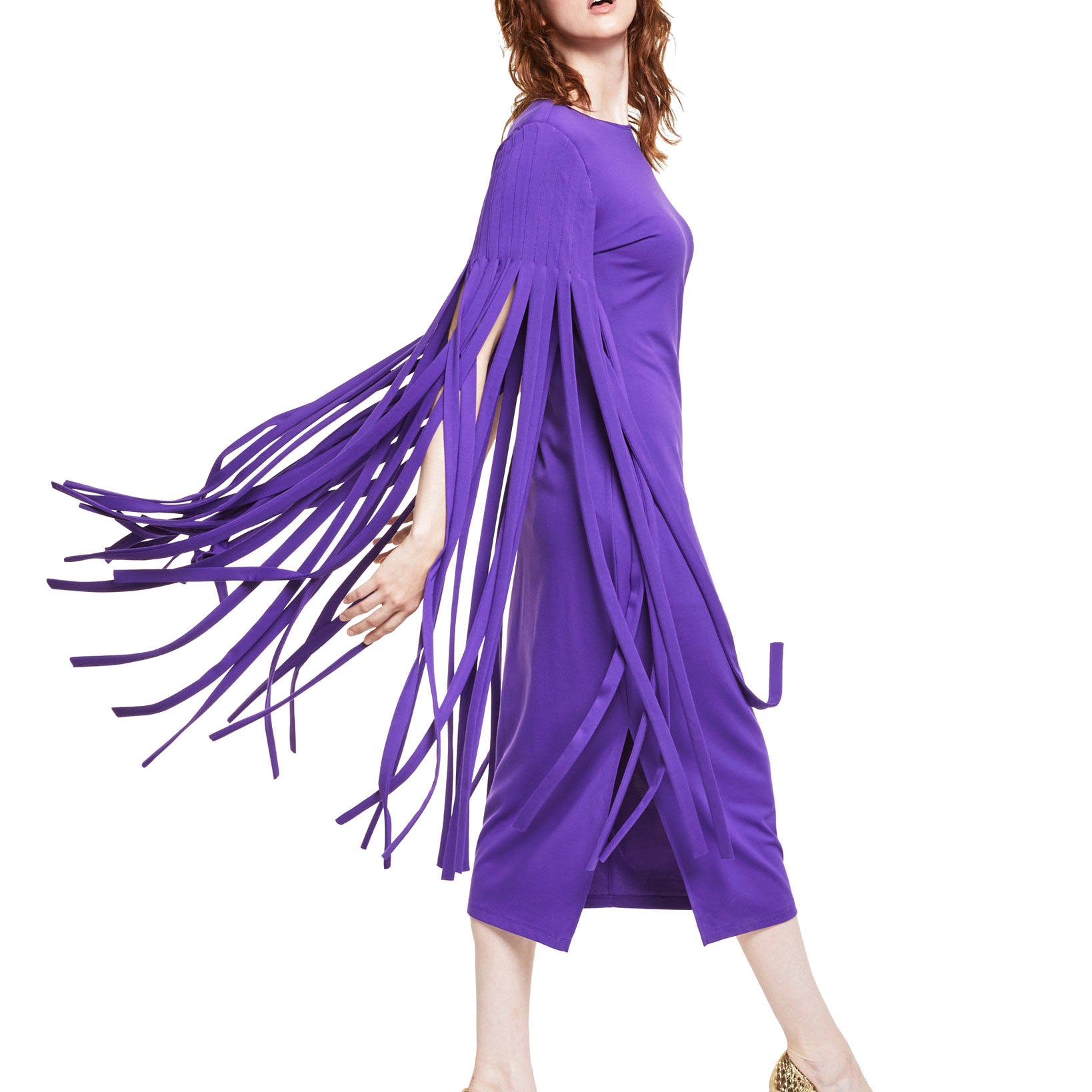 INC International Concepts Women Petite Ponté Knit Fringed Dress