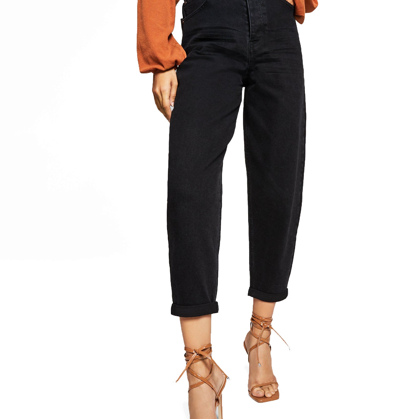 And Now This Women Tapered Cuffed Jeans Black