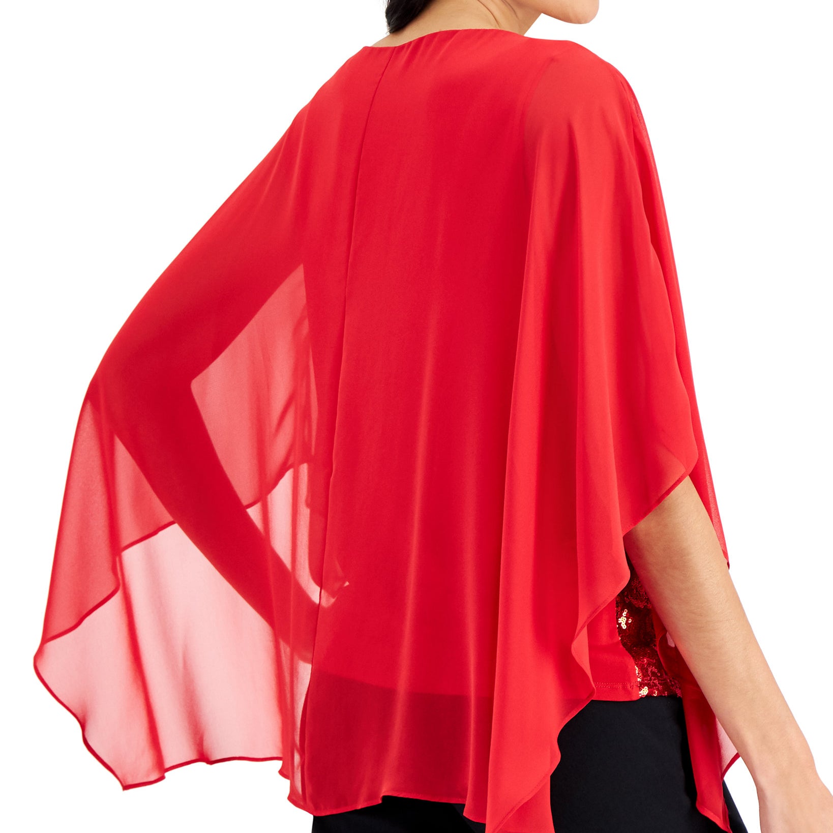 JM Collection Women Petite Mesh Sequin Top