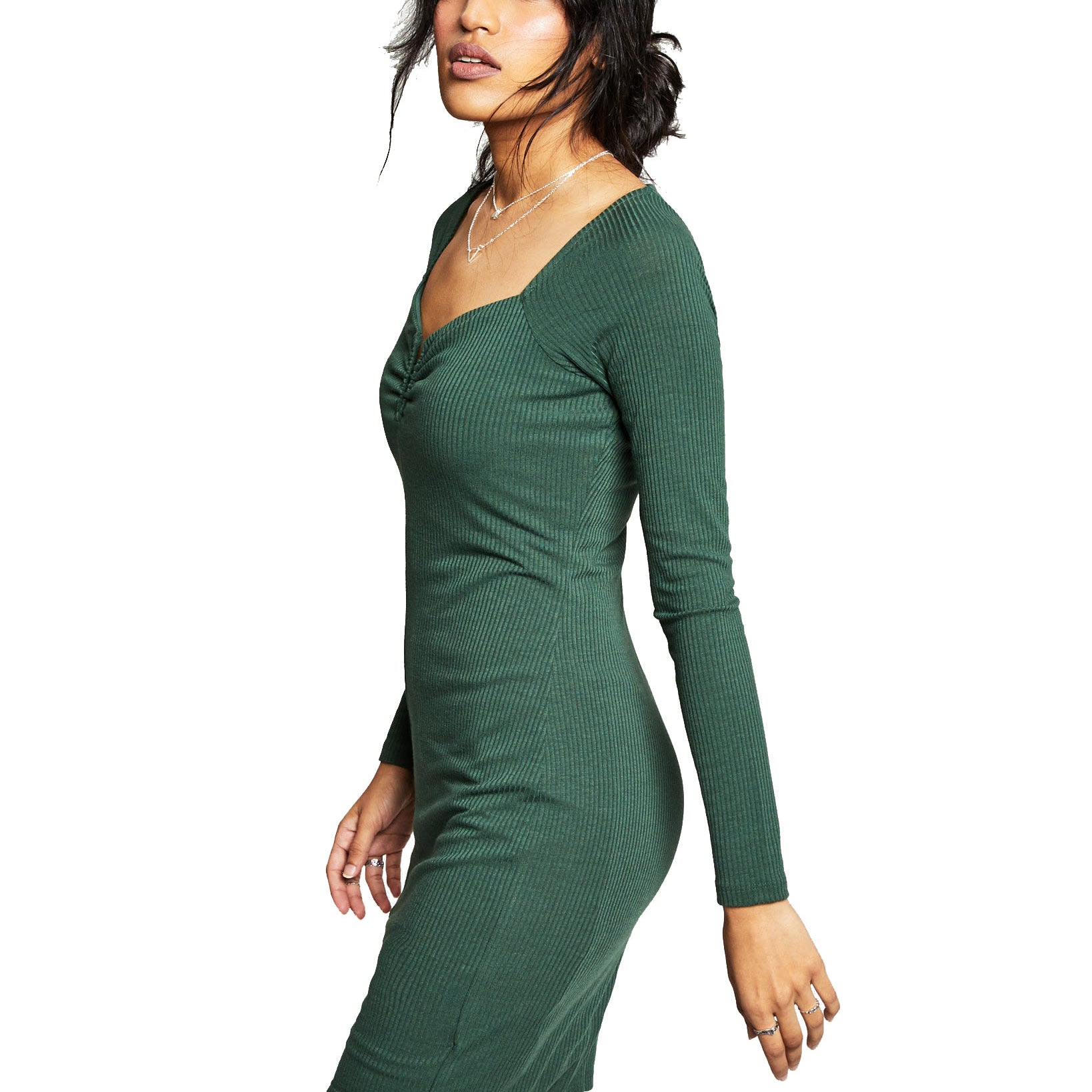 And Now This Women Notched Ribbed Bodycon Dress