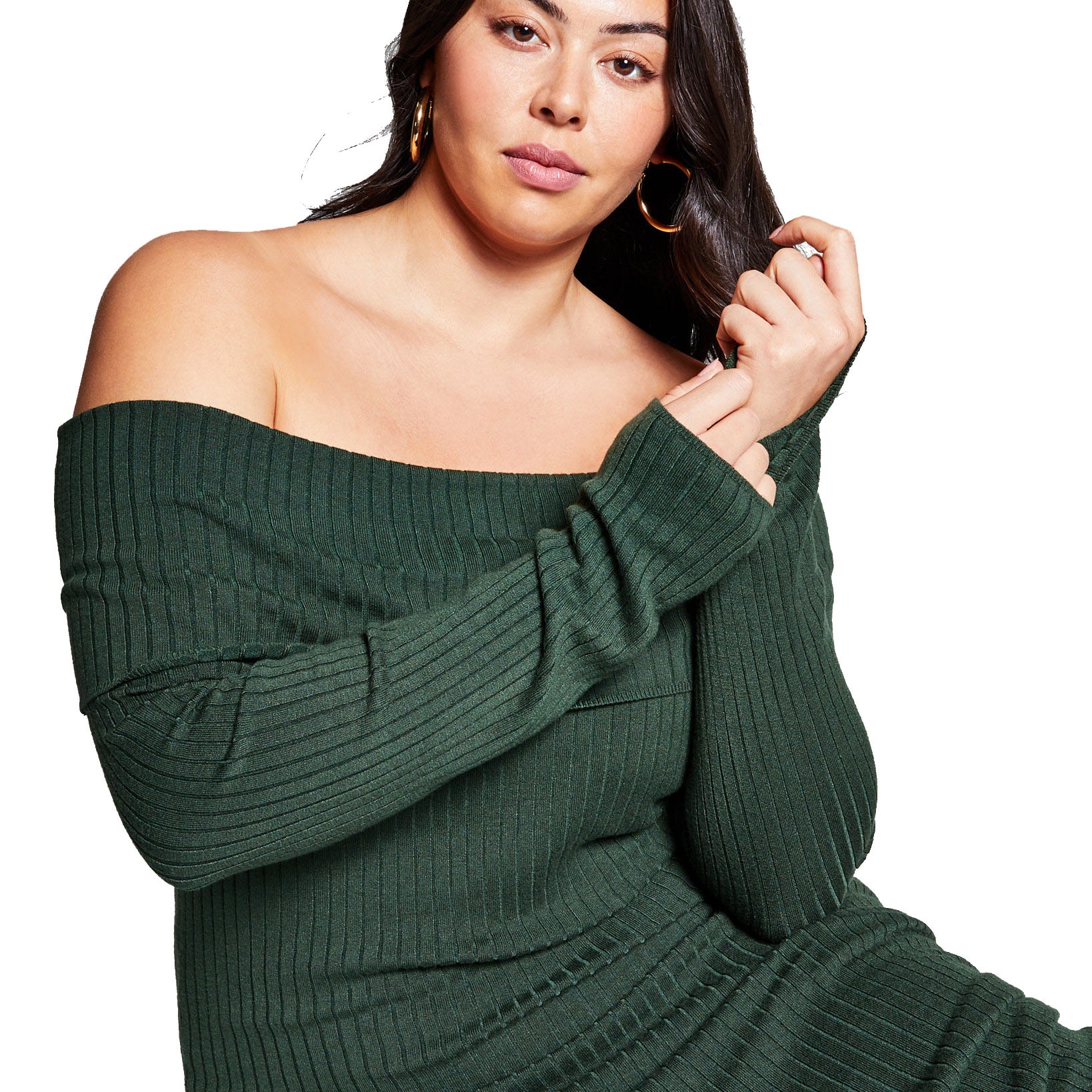 INC International Concepts Women Plus Jeannie Mai X Off the Shoulder Dress