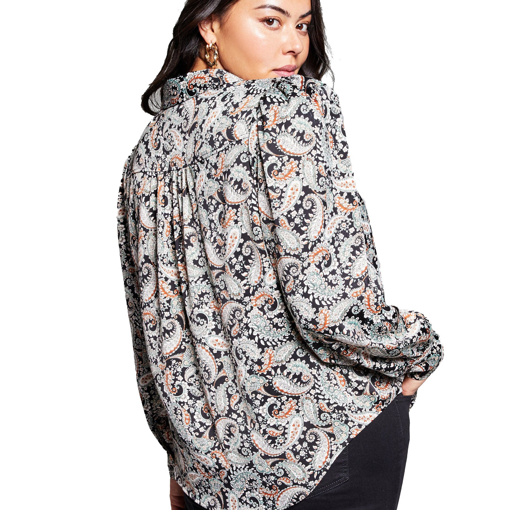 INC International Concepts Women Plus Paisley Print Shirt
