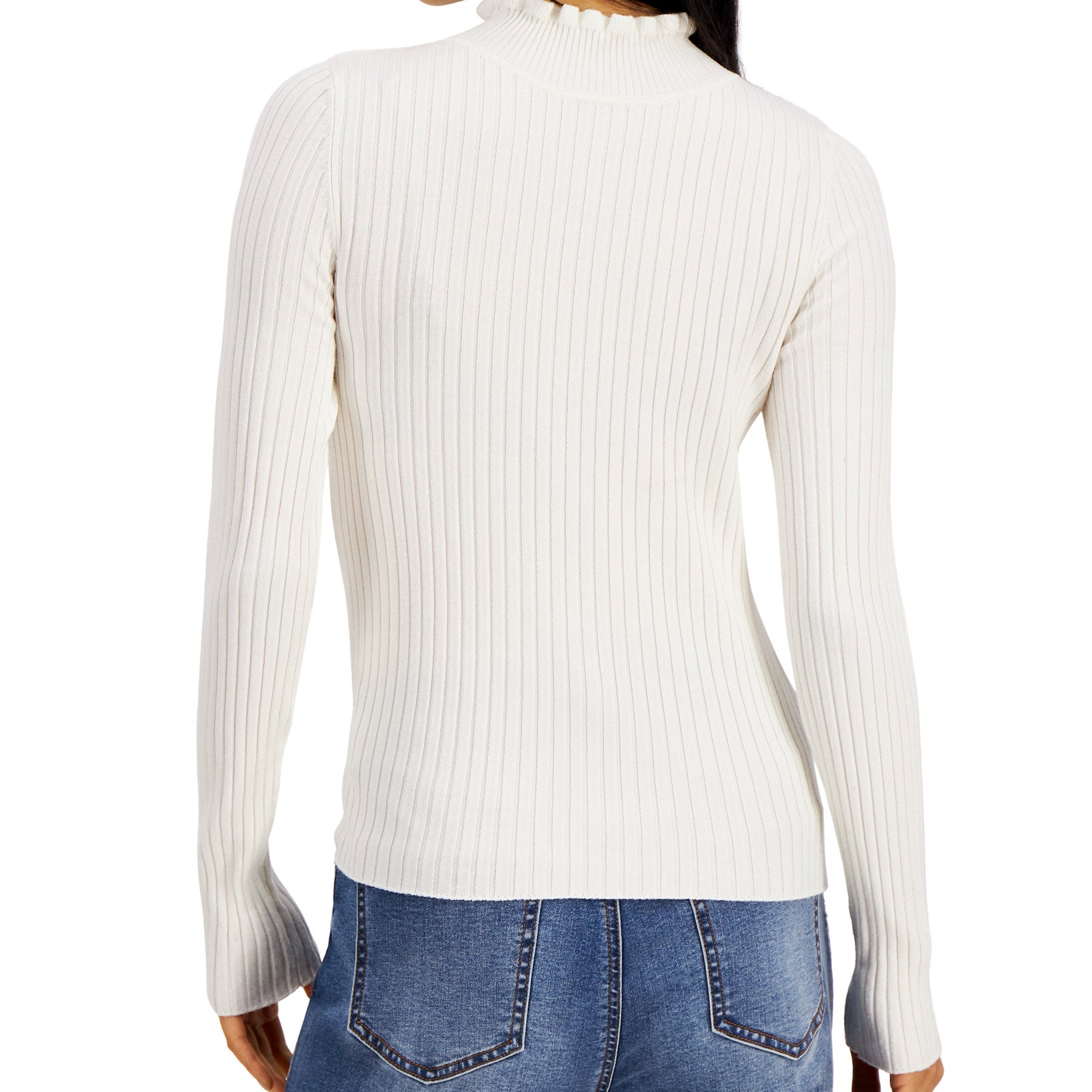 Hooked Up by IOT Women Lettuce Edge Ribbed Sweater