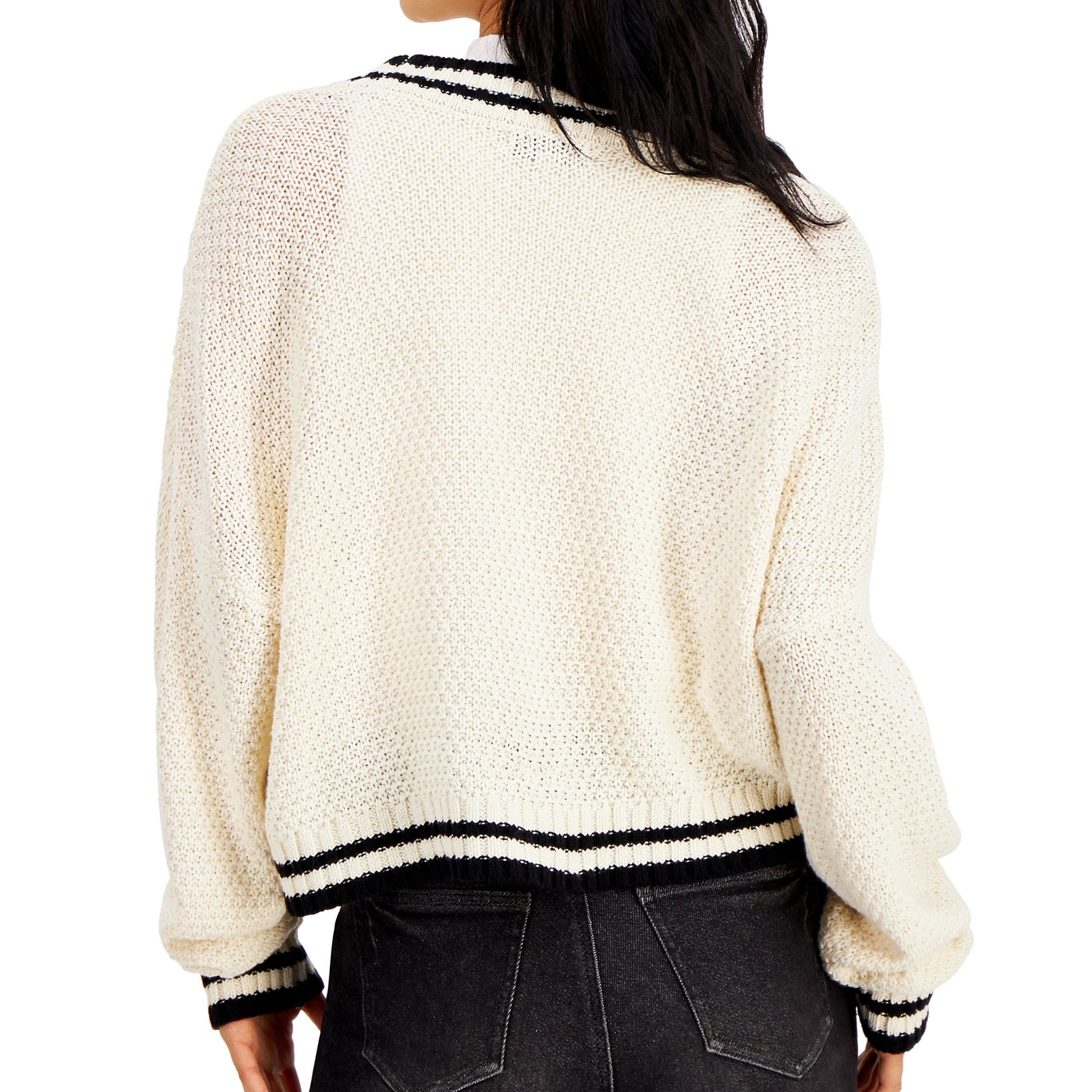 Hooked Up by IOT Women Varsity Cable Knit Cardigan