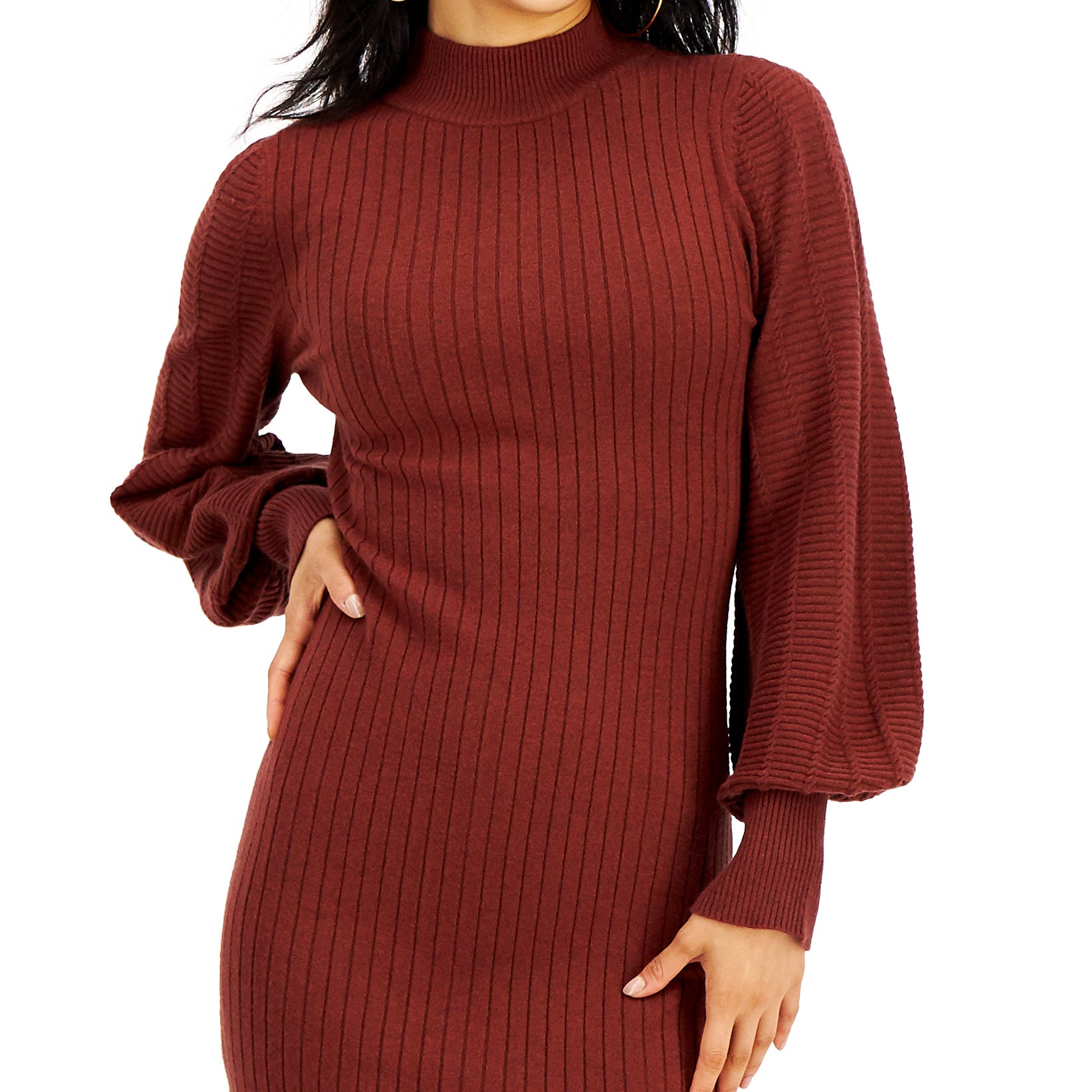 Hooked Up by IOT Women Balloon Sleeve Sweater Dress
