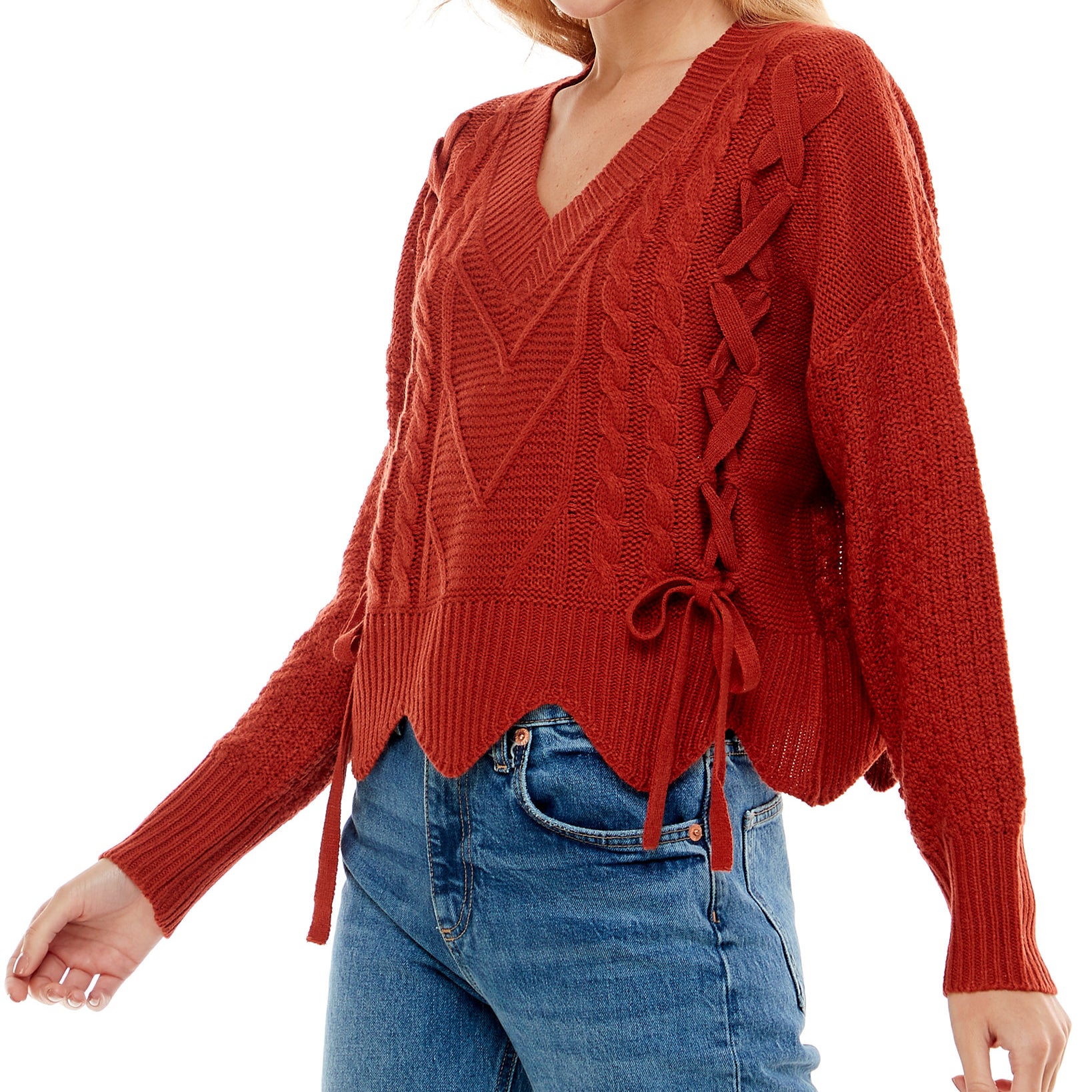 Ultra Flirt Women Mixed Cable Knit Sweater