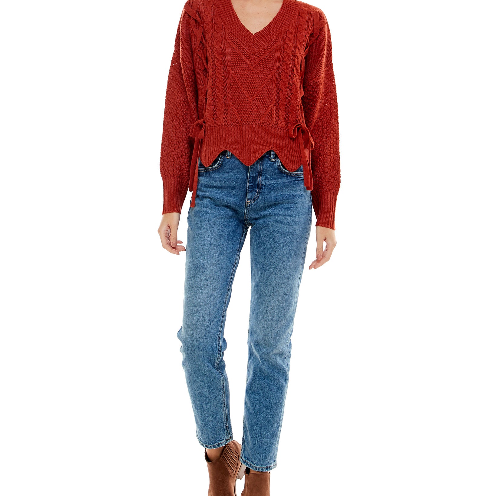 Ultra Flirt Women Mixed Cable Knit Sweater