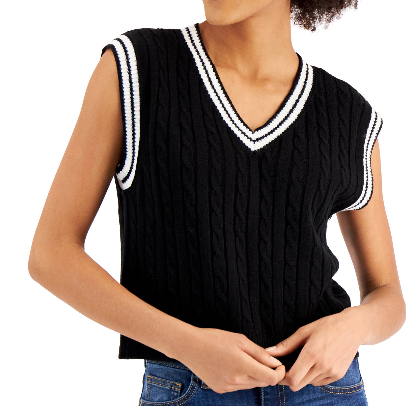 Sugar Moon Women Cable Knit Sweater Vest