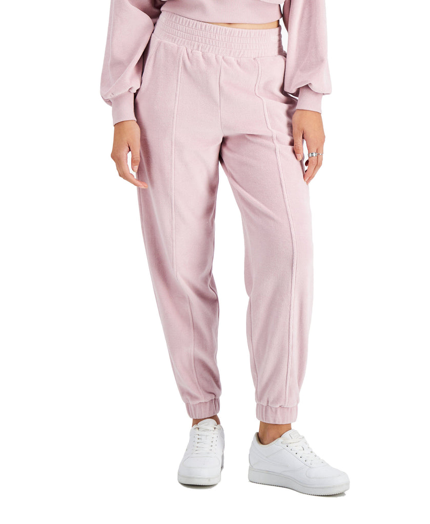 Vanilla Star Women Velour Jogger Pants Blush Pink