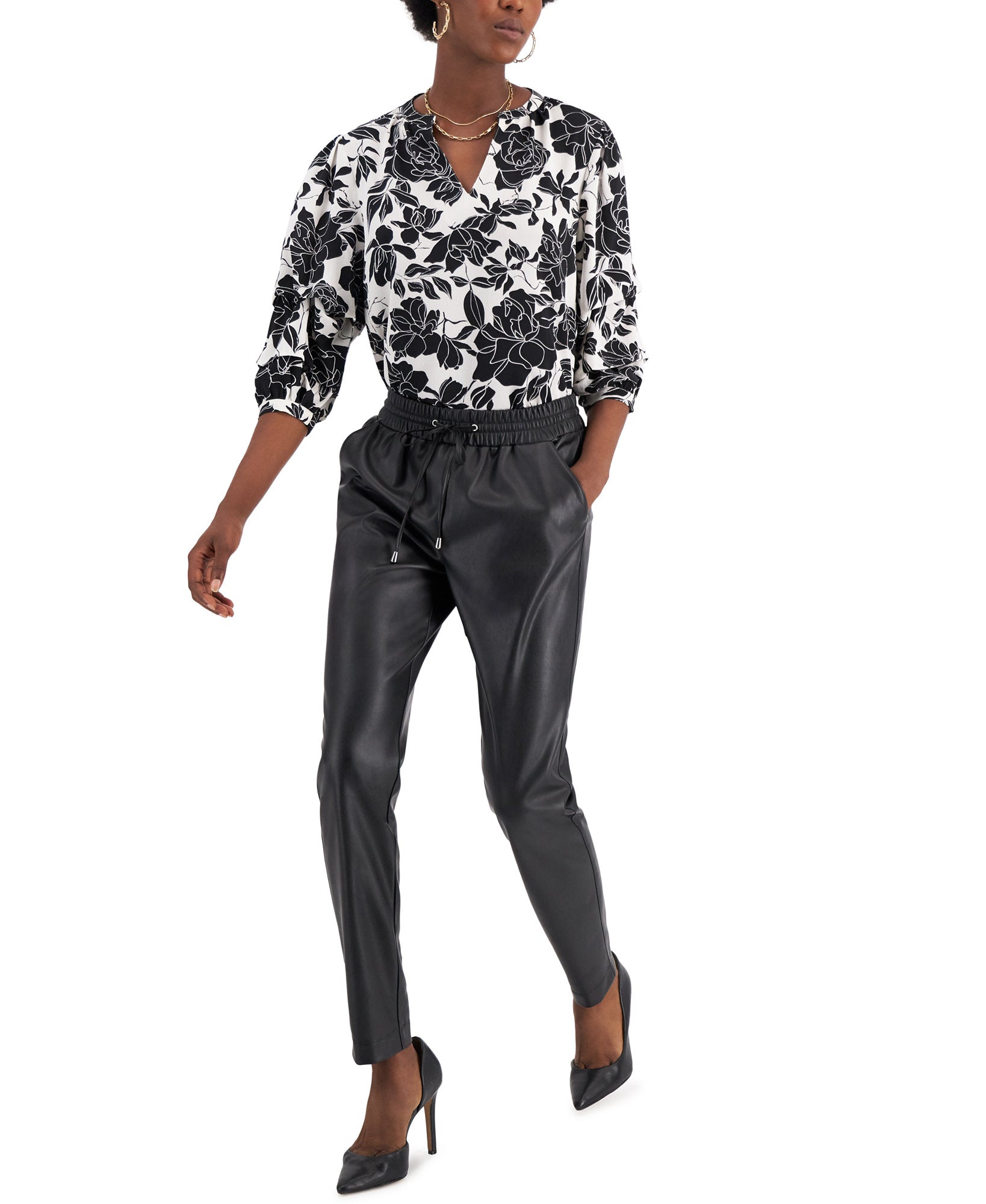 Willow Drive Women Printed Split Neck Top