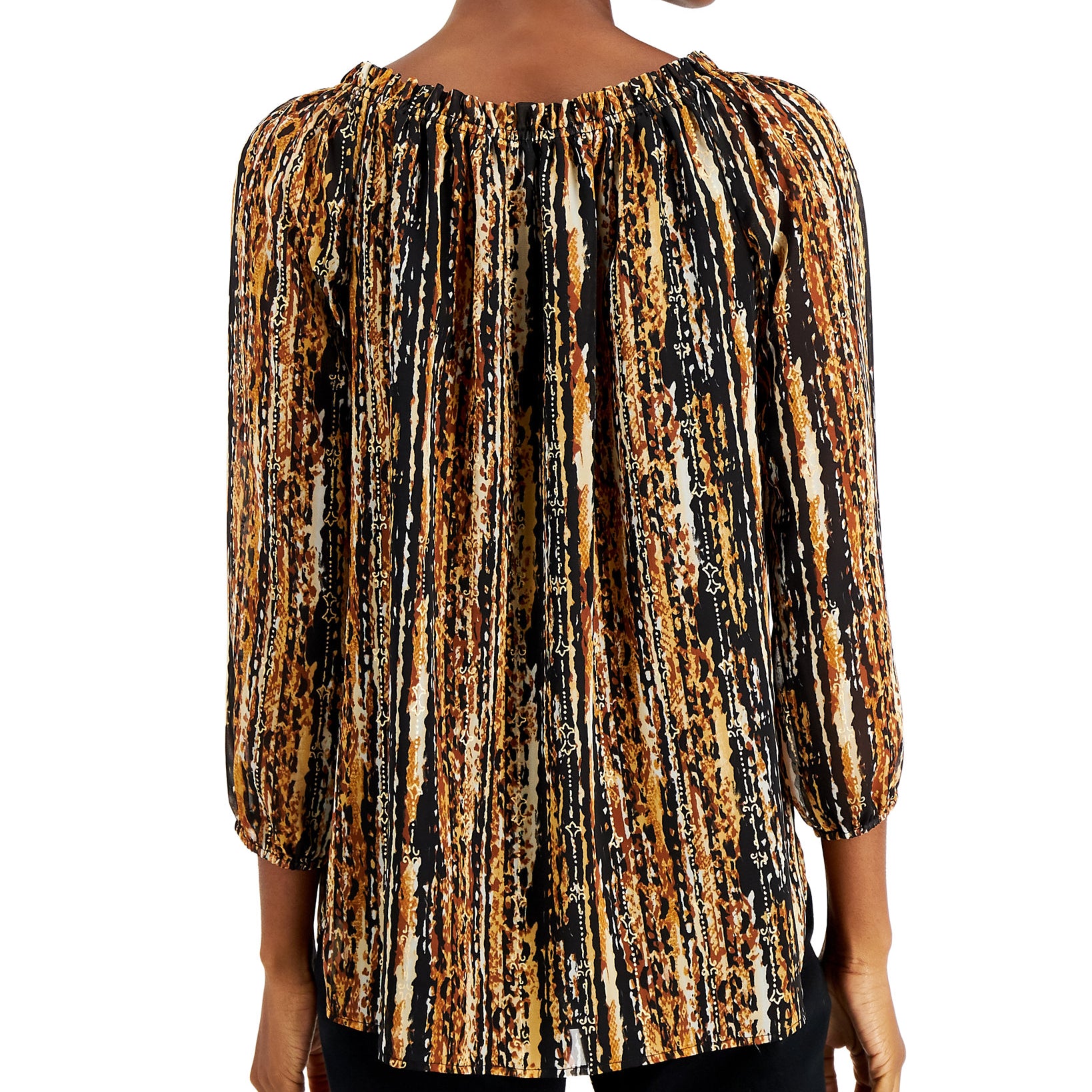 Nine West Women Foil Printed 3 4 Sleeve Blouse