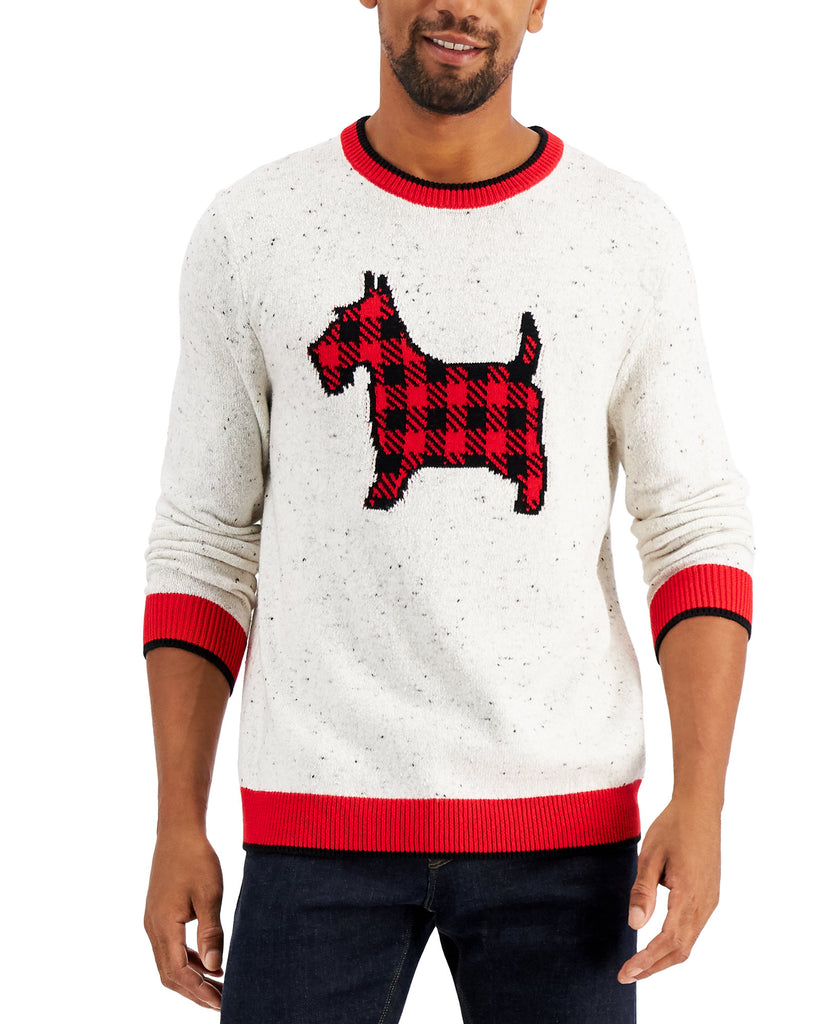 Charter Club Men Plaid Dog Print Family Sweater Ravishing Red Combo