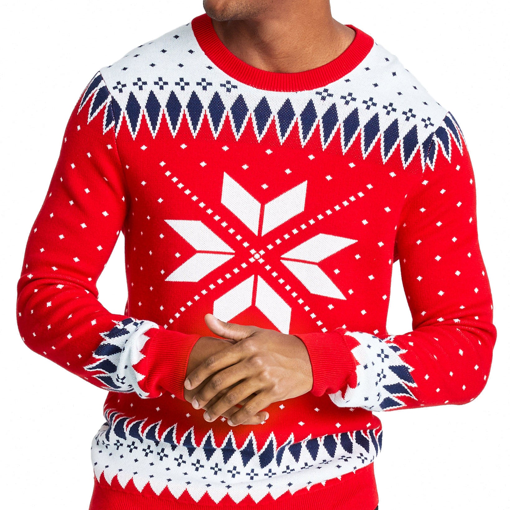 Charter Club Men Snowflake Sweater Ravishing Red Combo