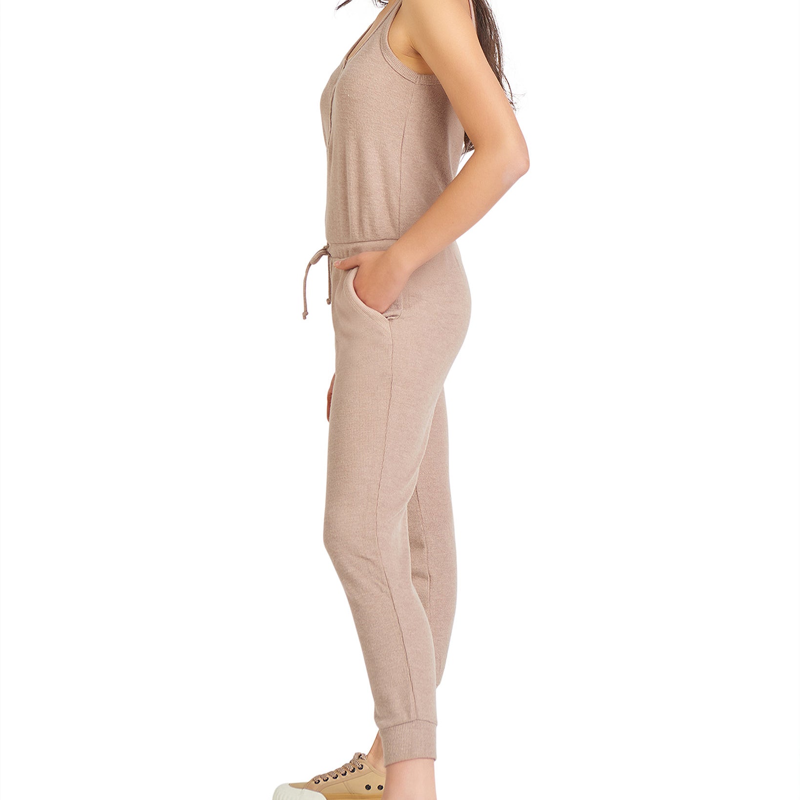 Black Tape Women Snap Front Ribbed Jumpsuit