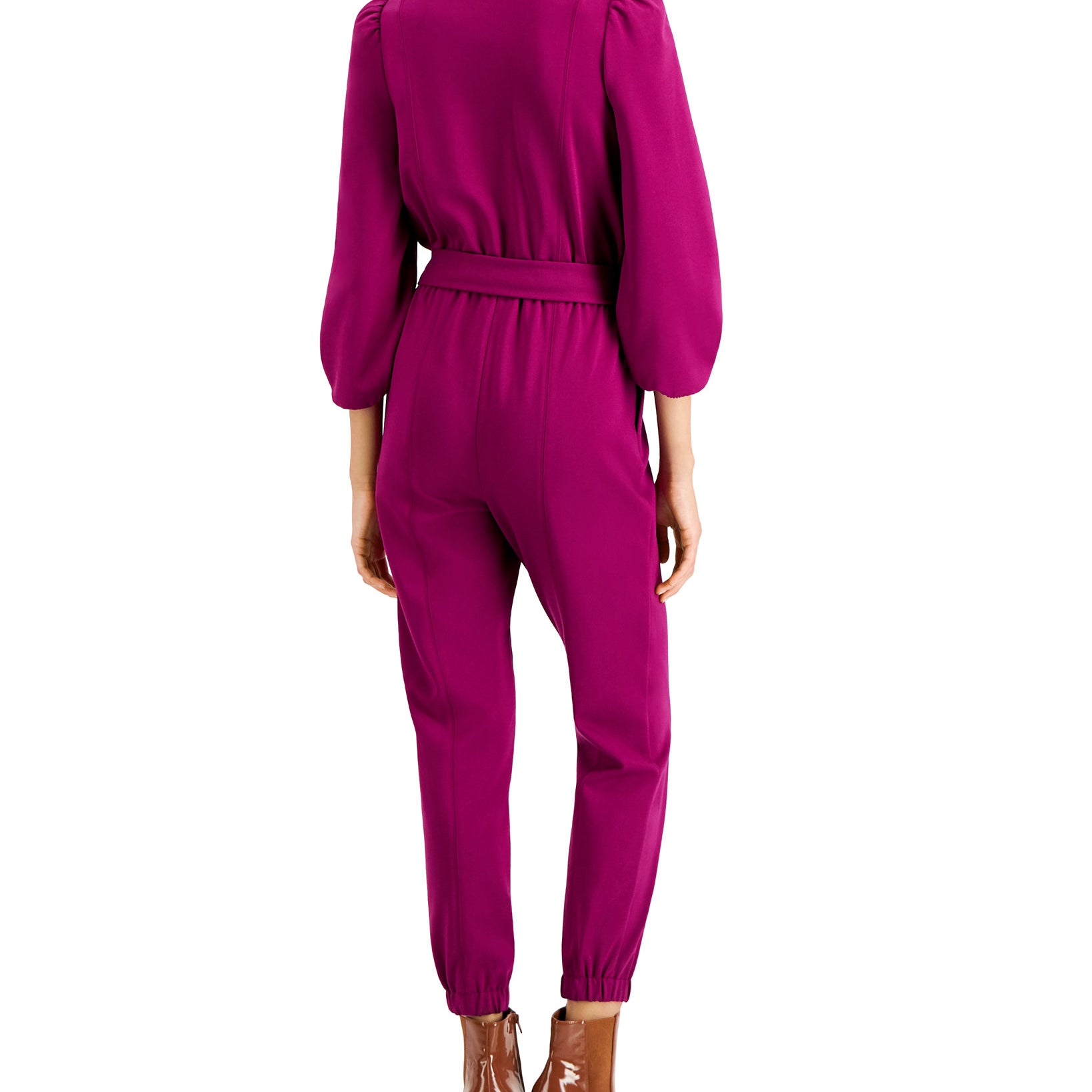 INC International Concepts Women Zip Front Belted Jumpsuit