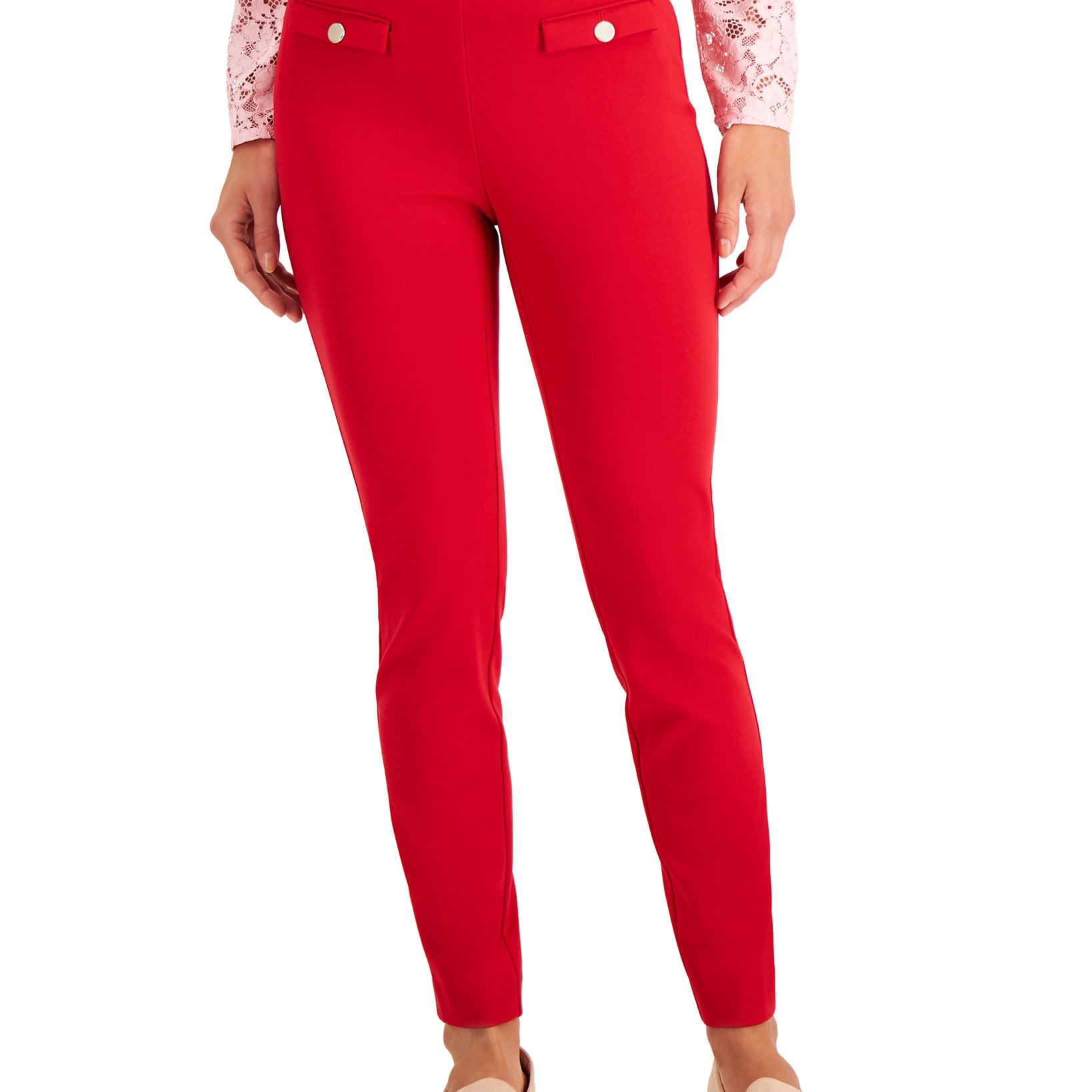 Charter Club Women Ponté Knit Pull On Skinny Pants Ravishing Red