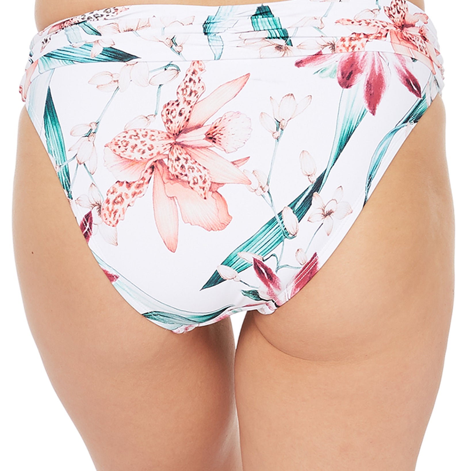 La Blanca Women Flyaway Orchid Printed Shirred Band Hipster Bikini Bottoms