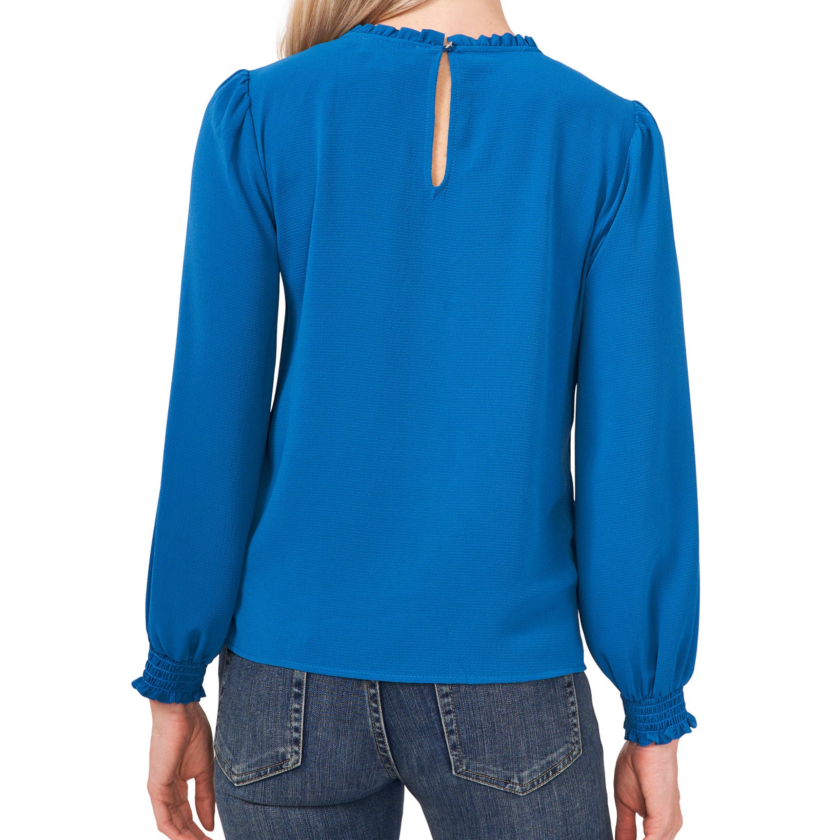 CeCe Women Petite Pleated Smocked Cuff Top