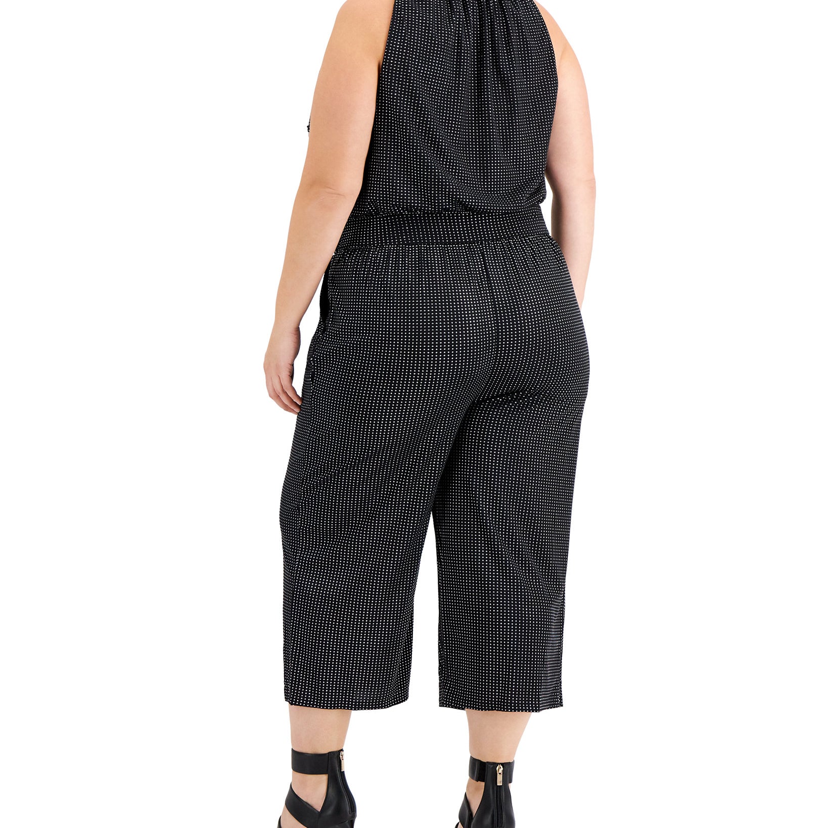 MICHAEL Michael Kors Women Plus Tie Neck Dot Print Jumpsuit