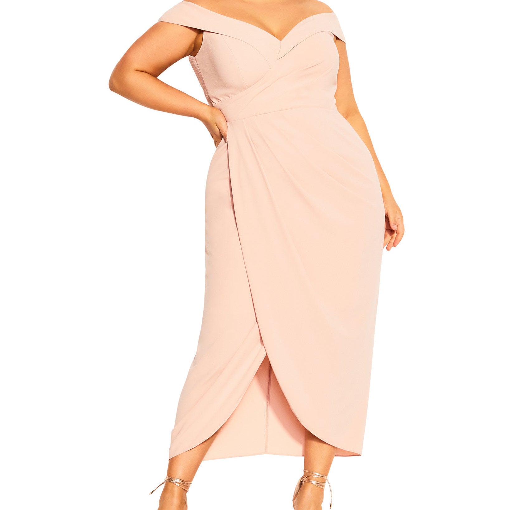 City Chic Women Plus Trendy Ripple Love Dress Ballet Pink