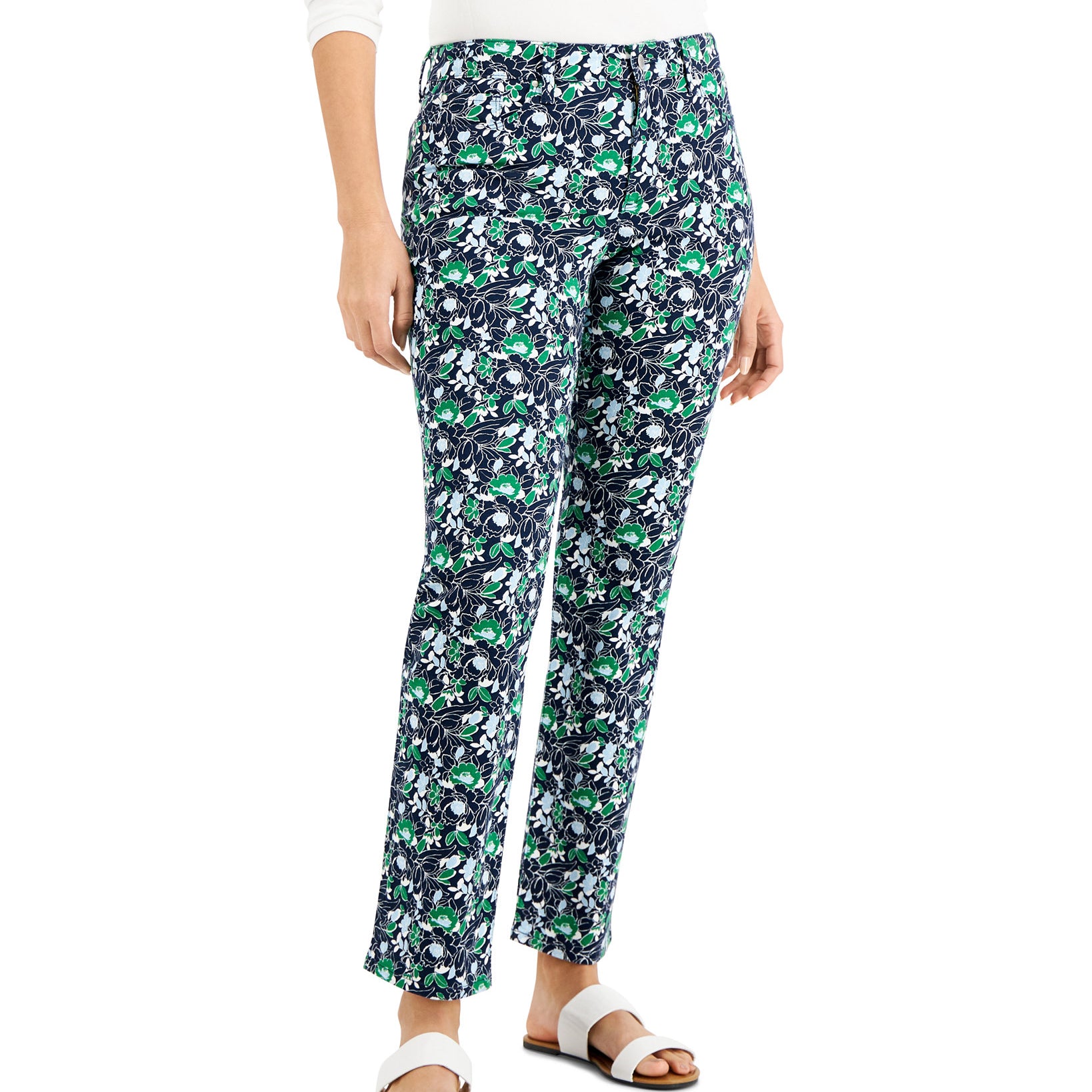 Charter Club Women Printed Lexington Pants Intrepid Blue