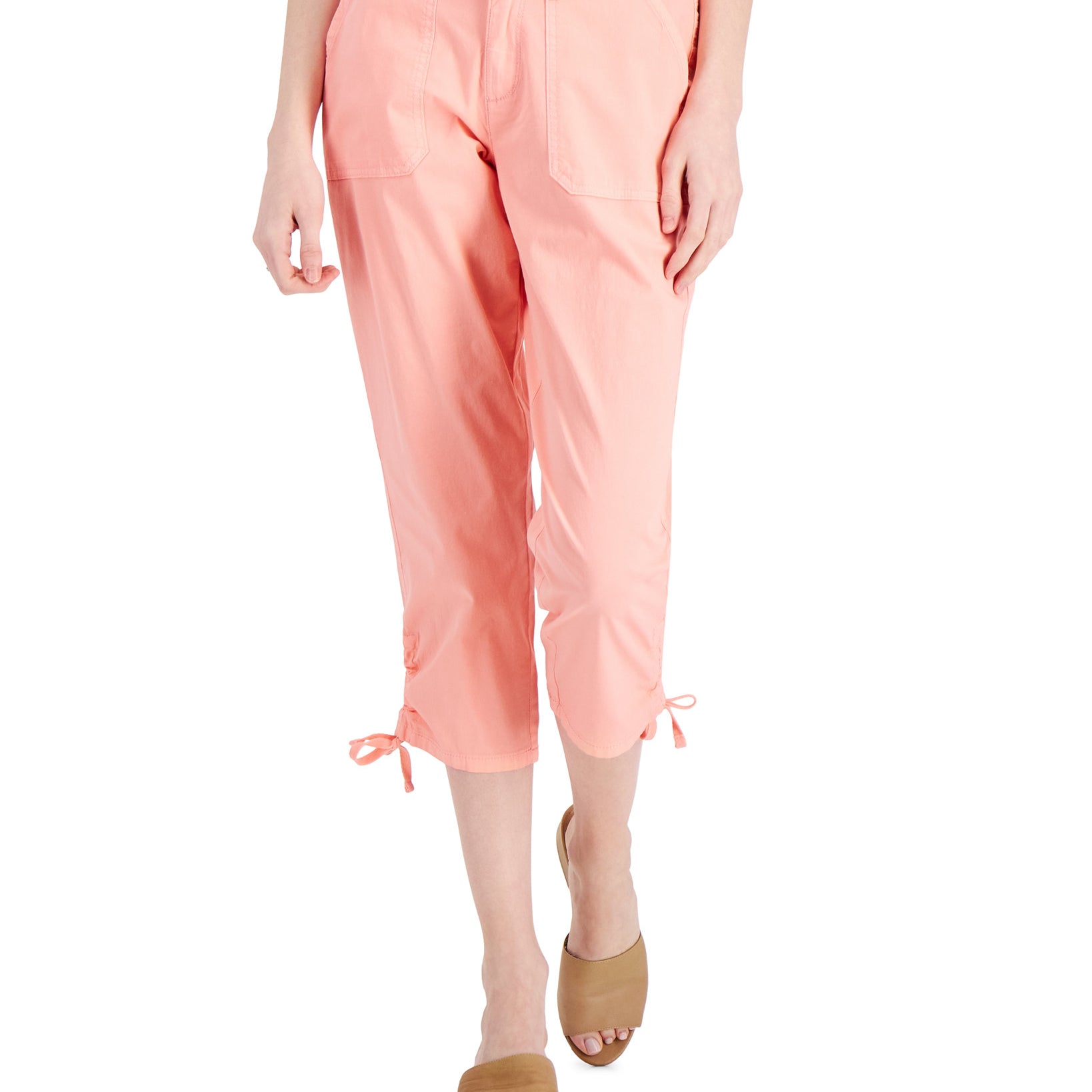 Style & Co Women Petite Utility Capri Pants Pink Icing