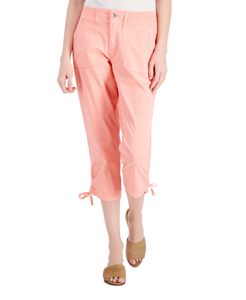 Style & Co Women Petite Utility Capri Pants Pink Icing