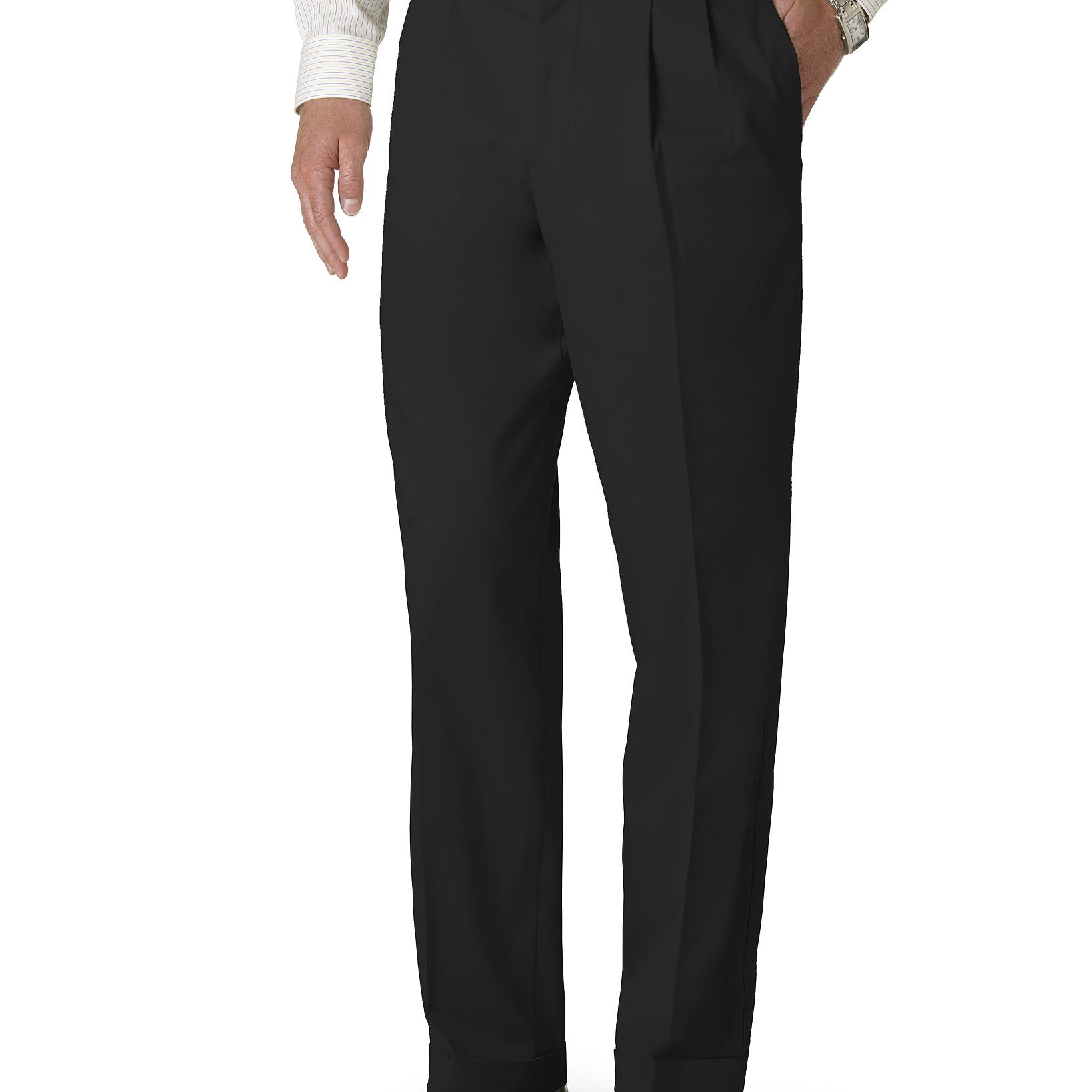 Dockers Men Stretch Classic Fit Iron Free Khaki Pants Pleated Black Metal