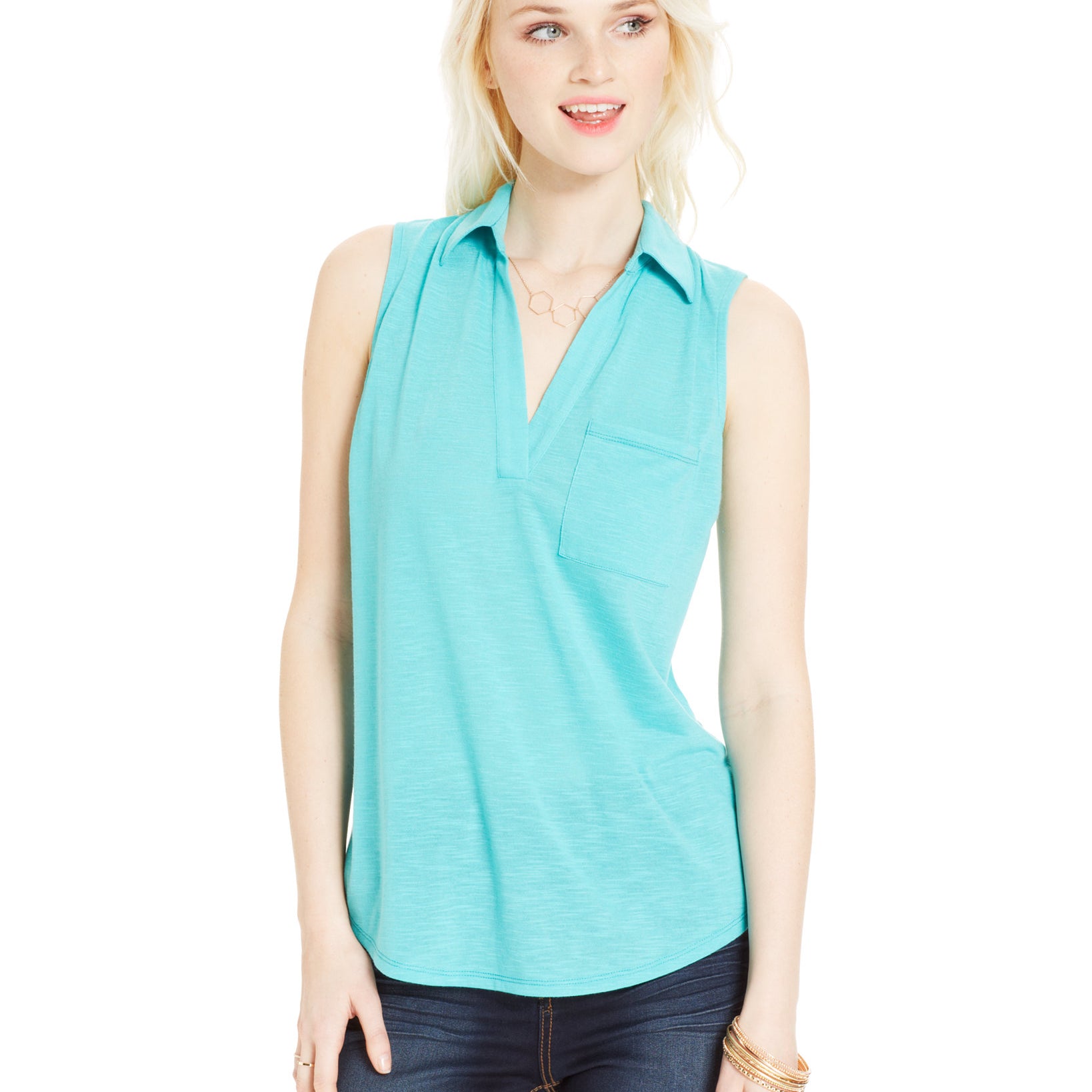 Almost Famous Juniors Slub Knit Sleeveless Top Ceramic