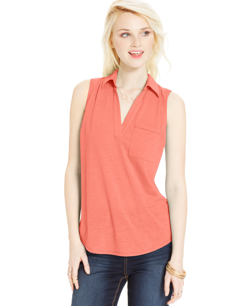 Almost Famous Juniors Slub Knit Sleeveless Top Coral