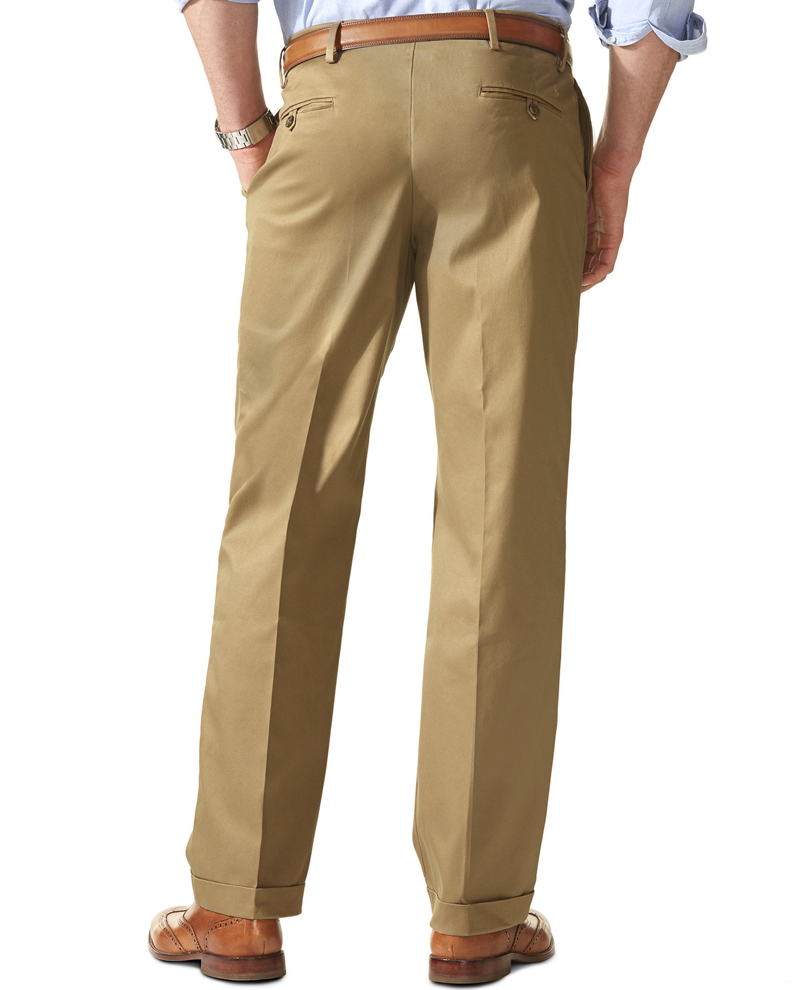 Dockers Men Stretch Classic Fit Iron Free Khaki Pants Pleated