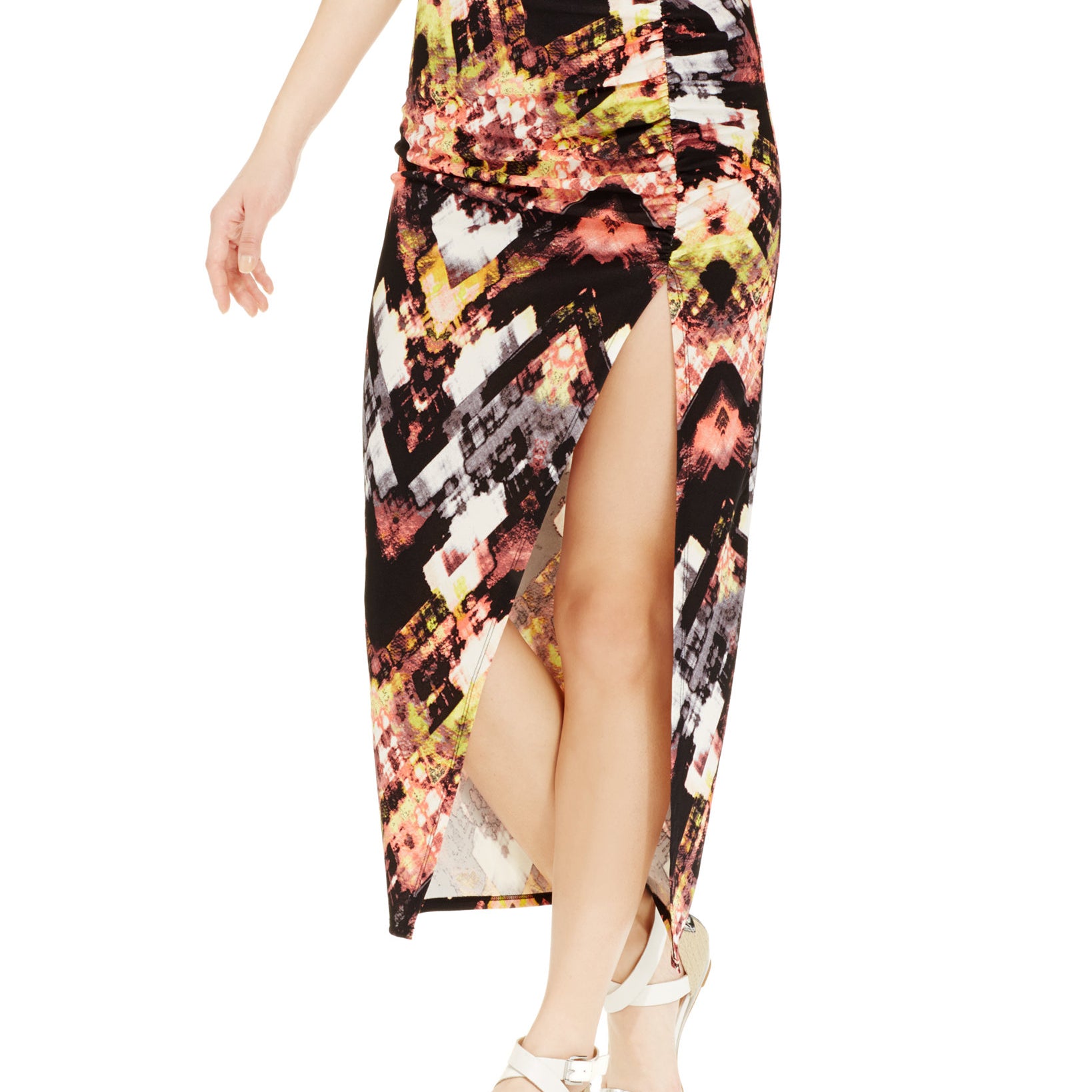 Material Girl Juniors Ruched Slit Maxi Skirt Porcelain