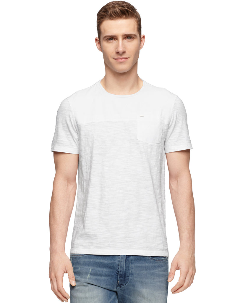 Calvin Klein Jeans Men Mixed Media T Shirt Classic White