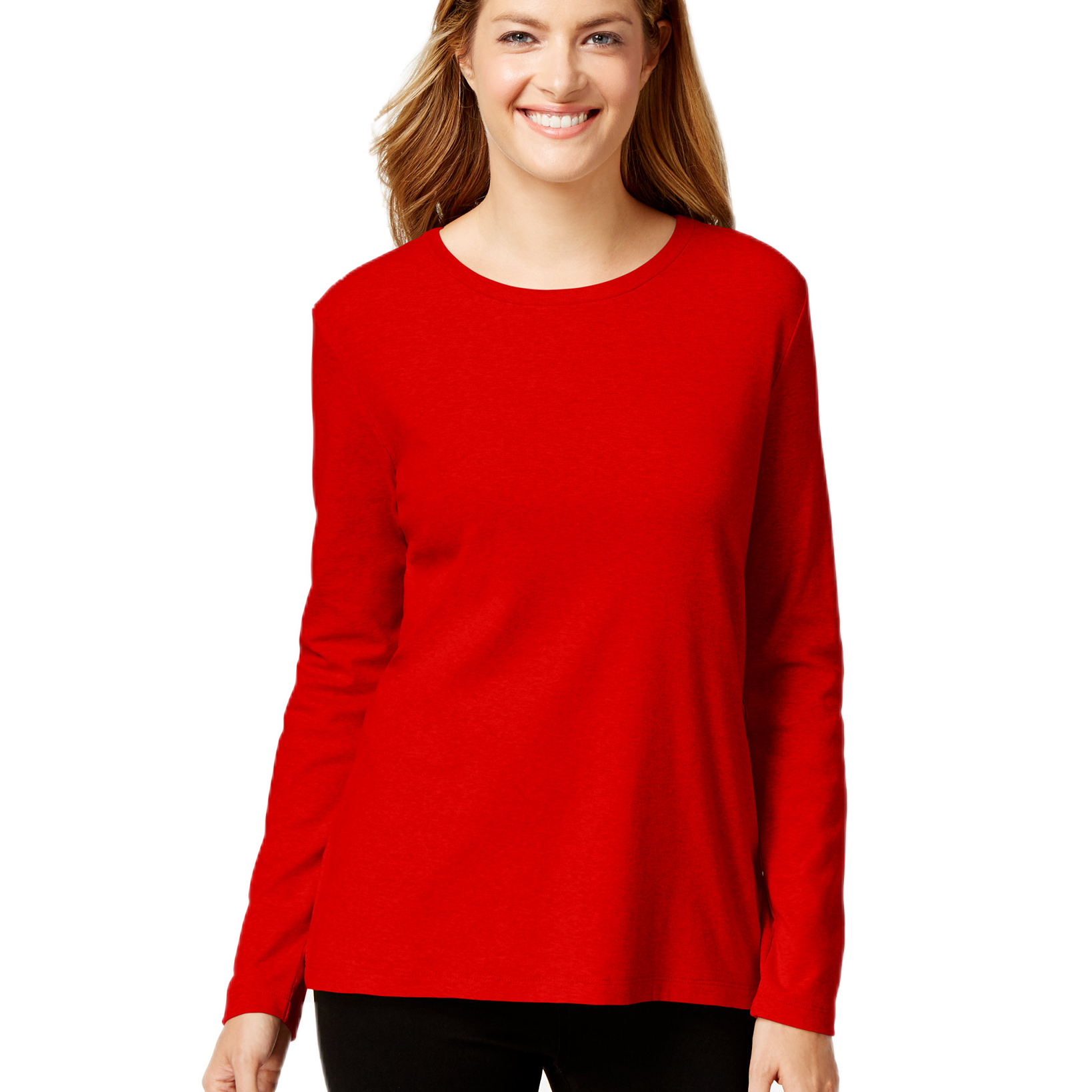 Style & Co Women Crew Neck Top New Red Amore