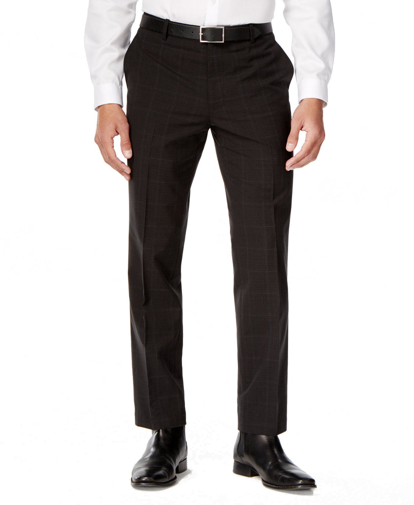 INC International Concepts Men Windowpane Check Dress Pants Black