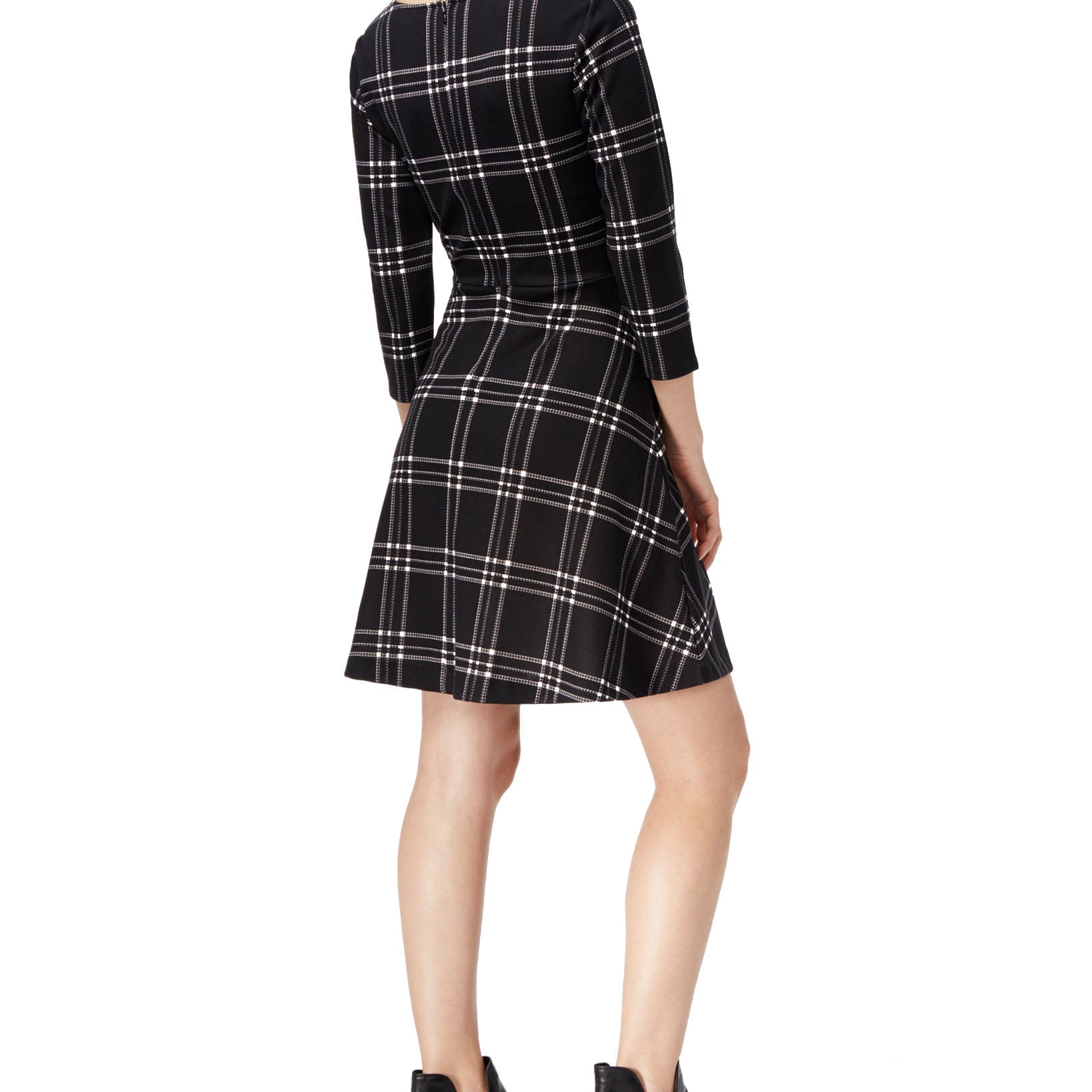 Maison Jules Women Windowpane Fit & Flare Dress