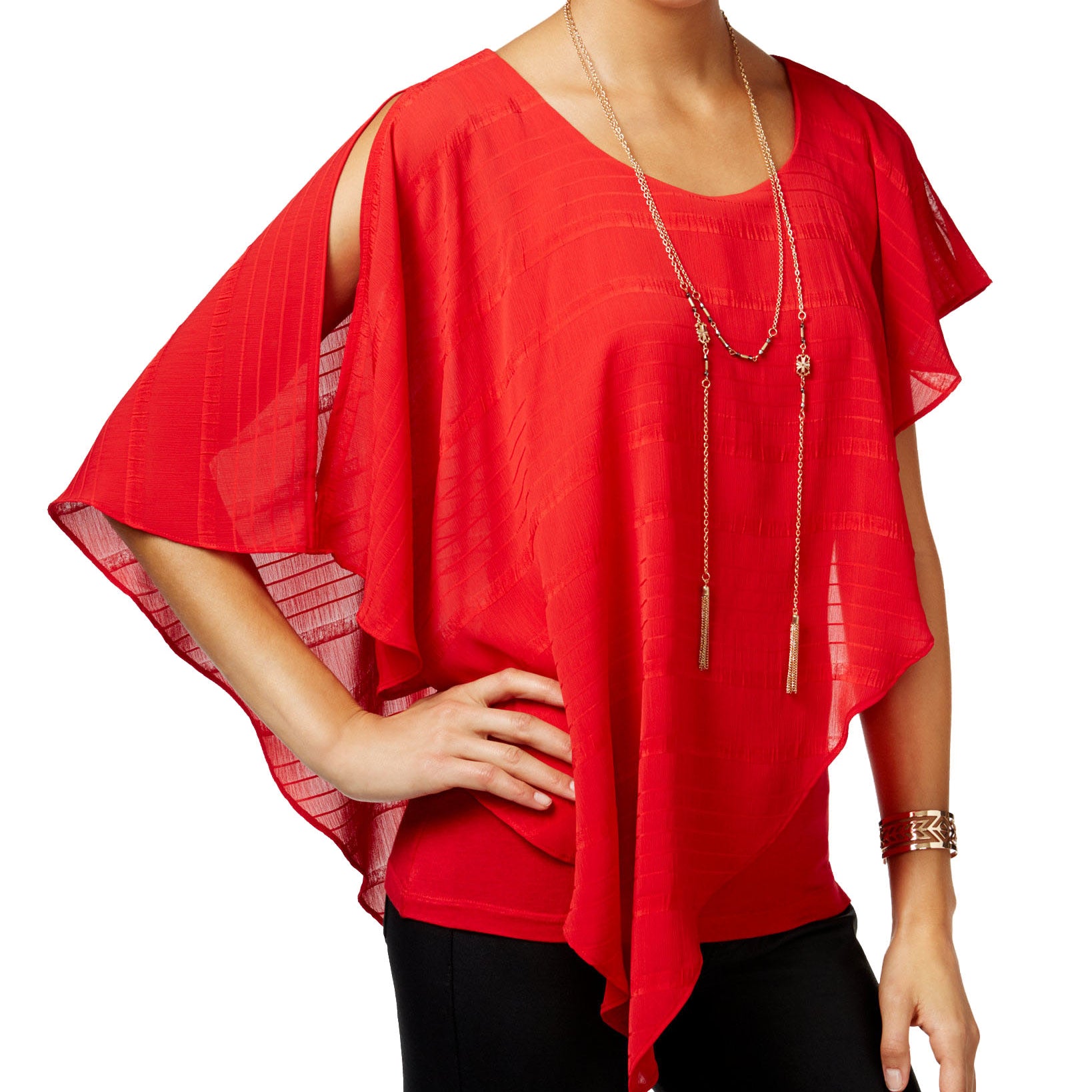 BCX Women BCX Asymmetrical Popover Top Red