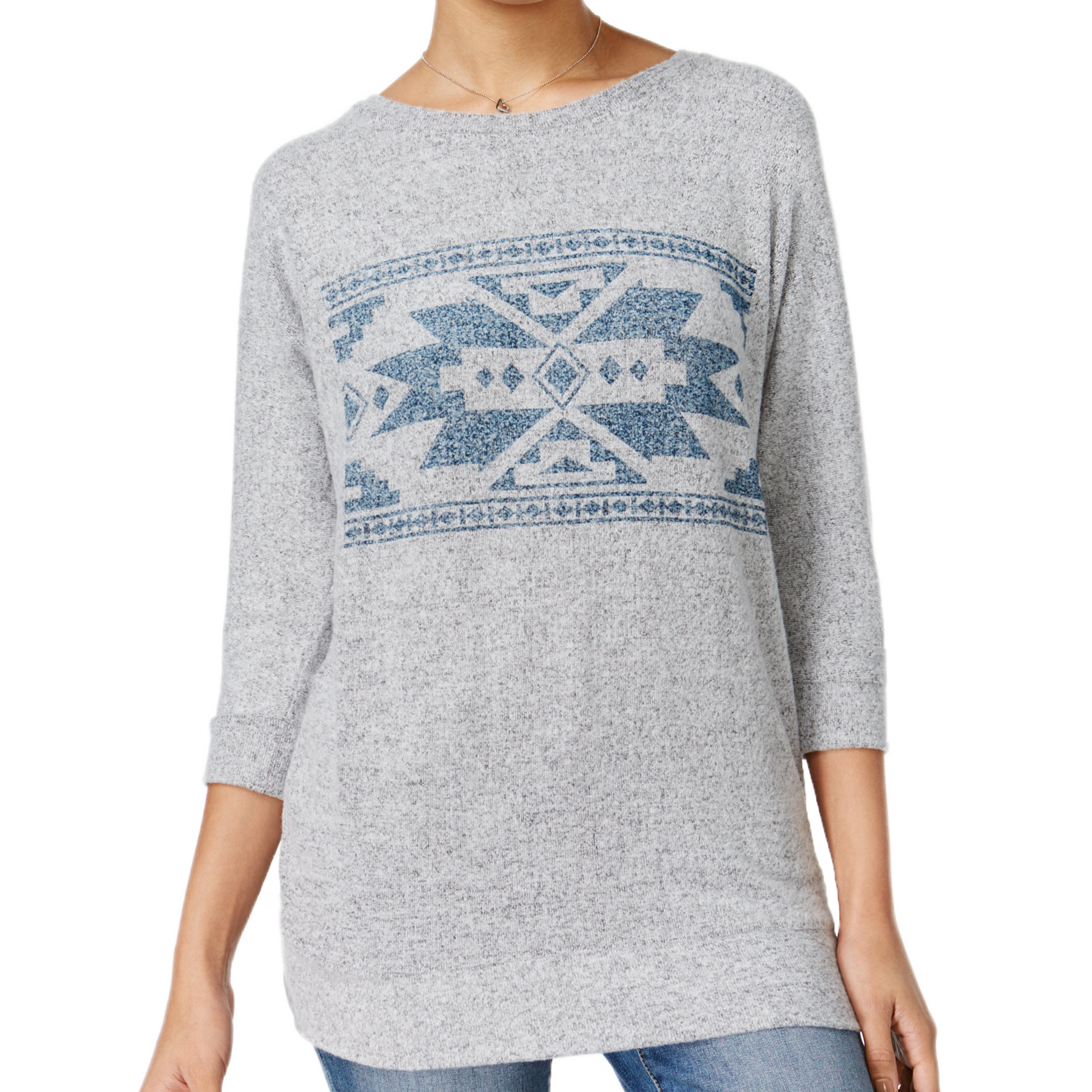 Hippie Rose Women Dolman Sleeve Graphic Top Mountain Blue