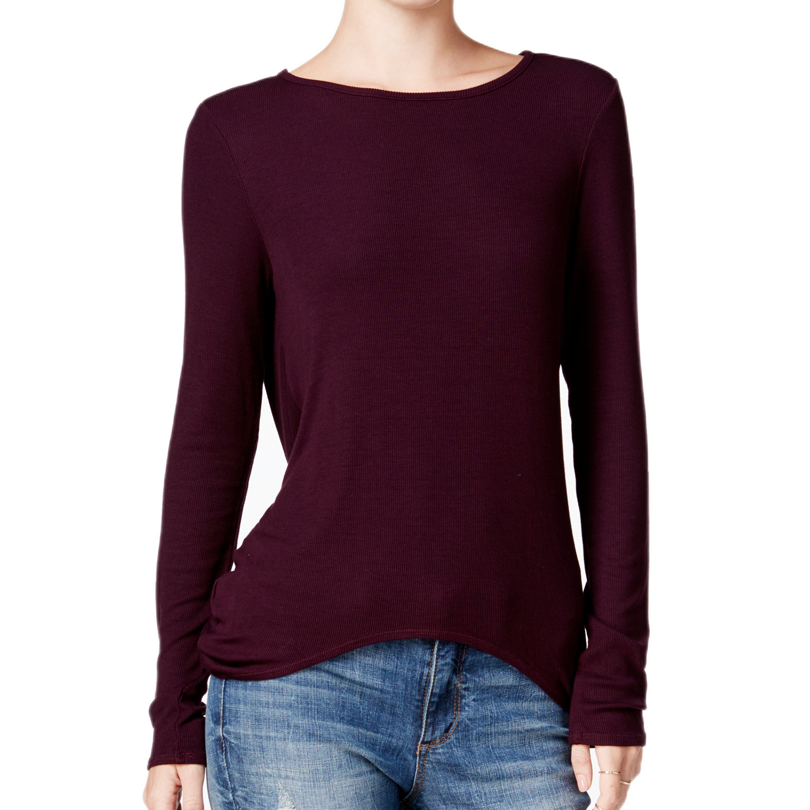 chelsea sky Juniors Draped Open Back Top Eggplant