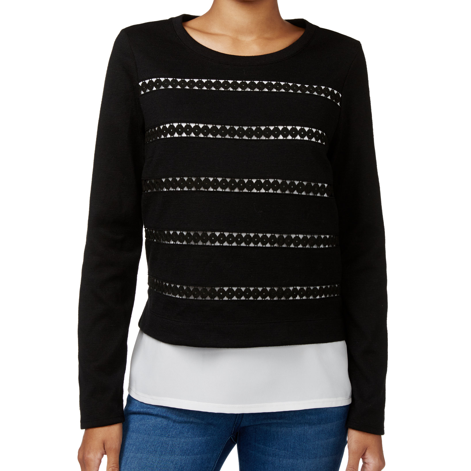 Maison Jules Women Cutout Layered Look Top Deep Black