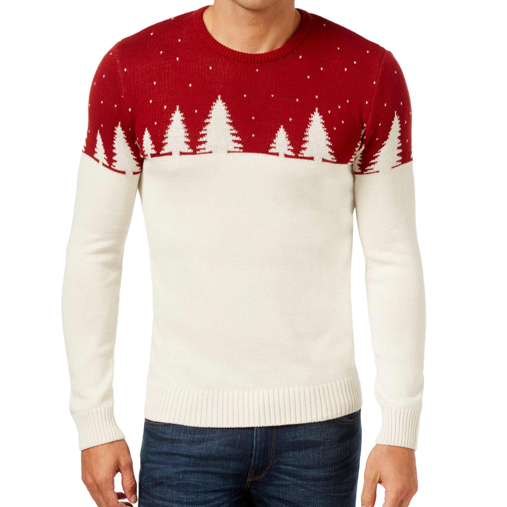 Holiday Arcade Men Celebrate Shop Colorblocked Sweater Deep Ruby
