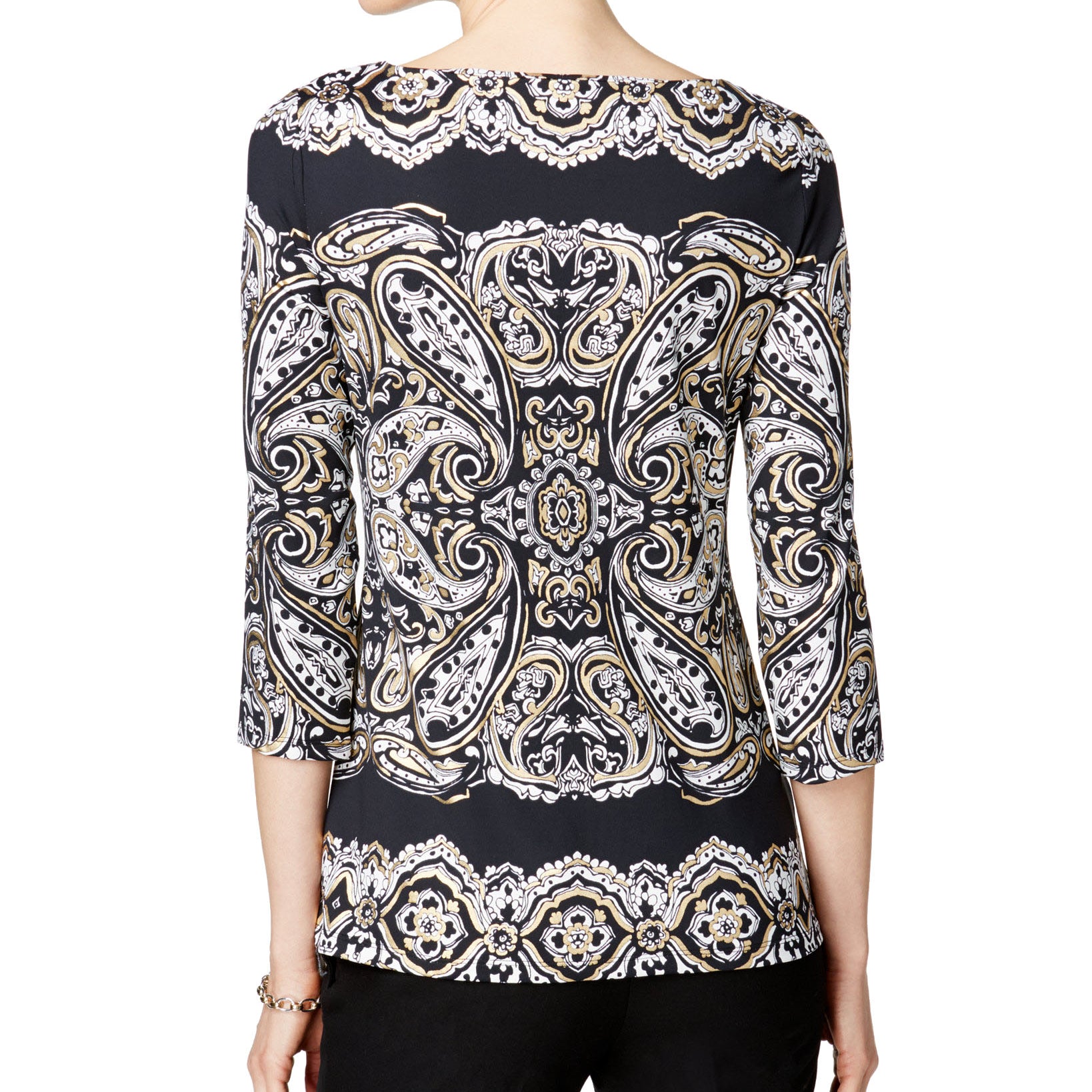 Charter Club Women Printed Boat Neck Top