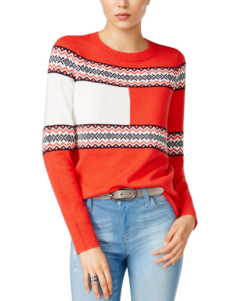 Tommy Hilfiger Women Flag Graphic Sweater Poinsettia 