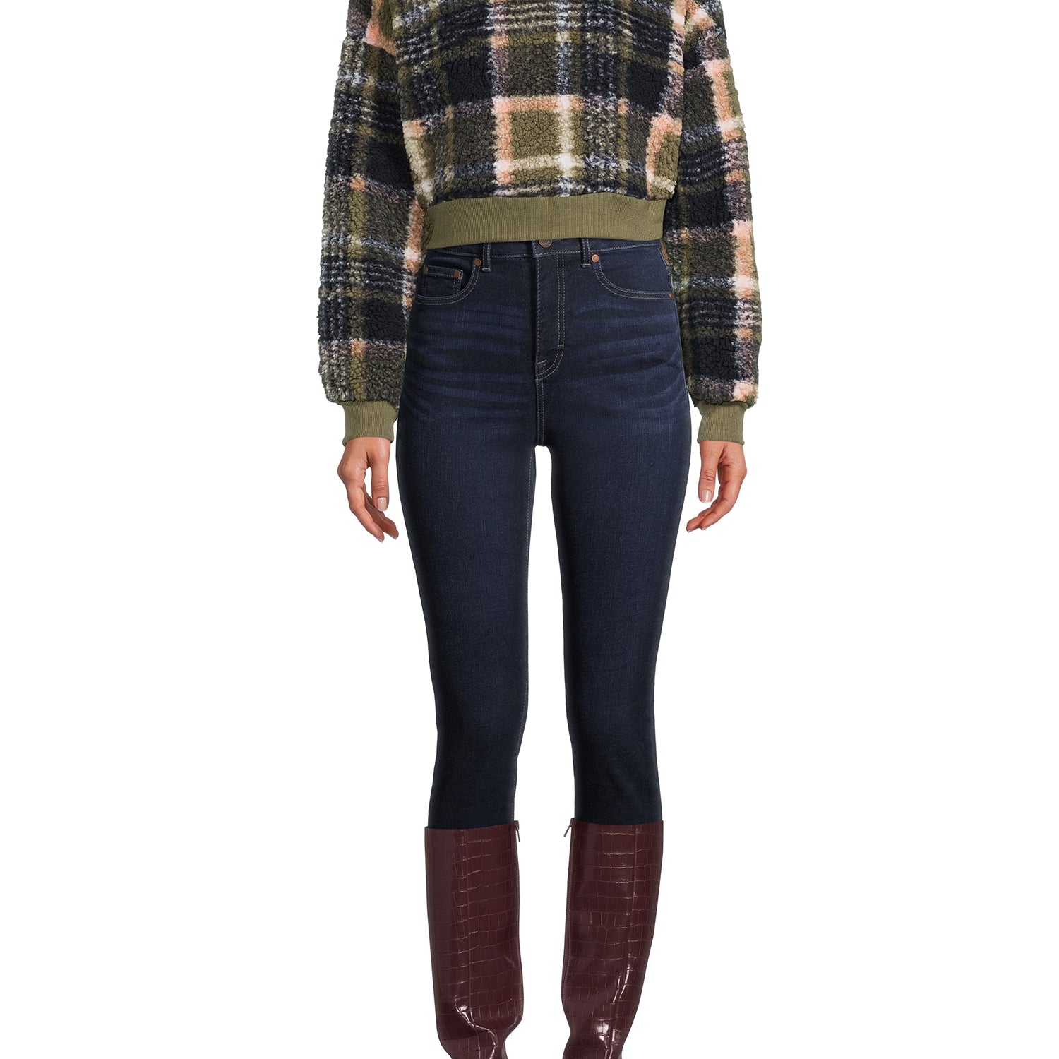 Love + Joy Juniors Plus Plus Faux Sherpa Pullover Top